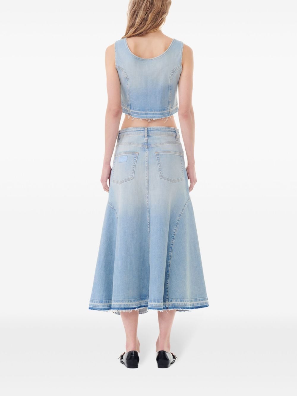 GANNI Organic Cotton Denim Skirt - Women’s Mid-Rise A-Line