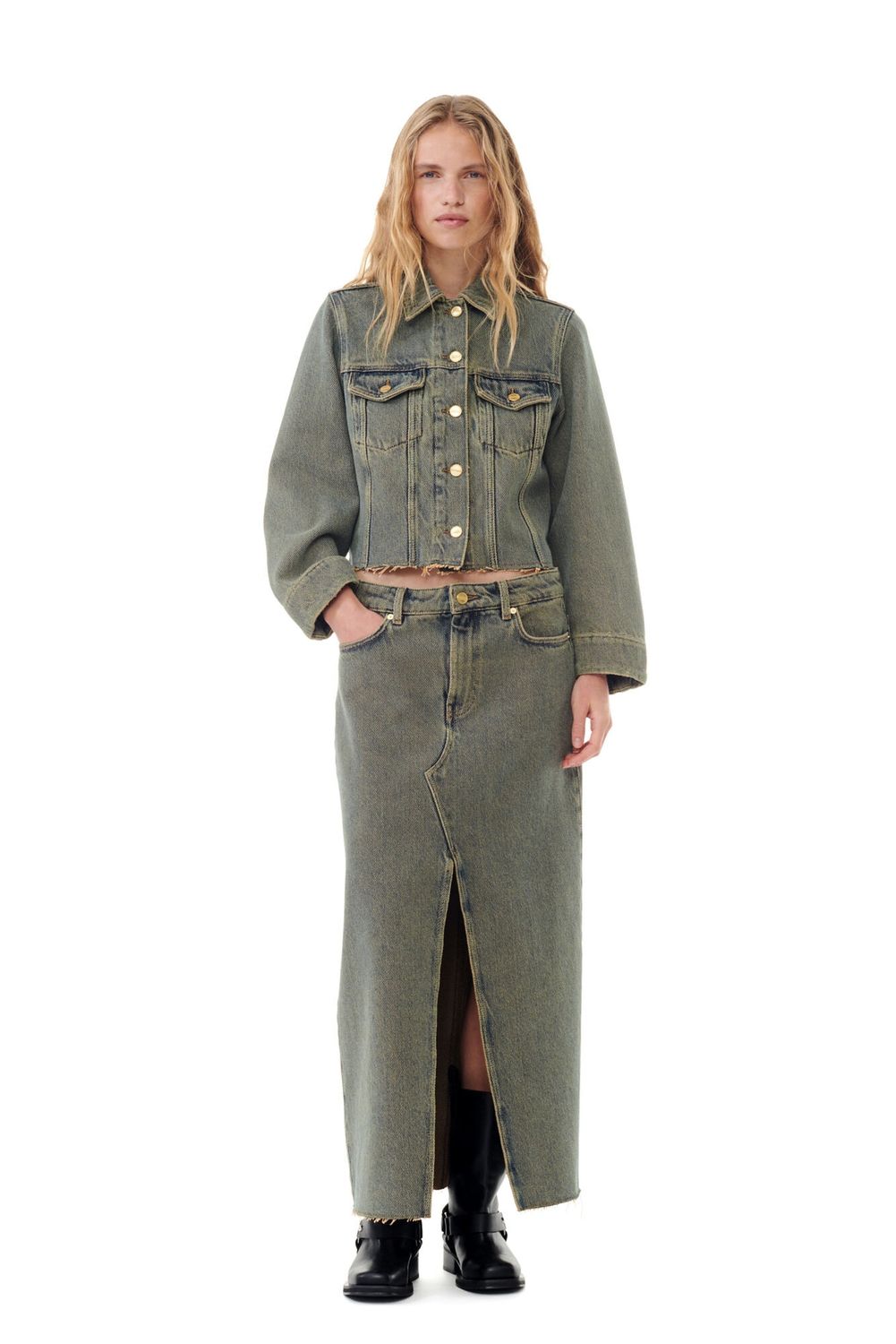 GANNI Maxi Skirt in 100% Organic Cotton - Size 38 FR