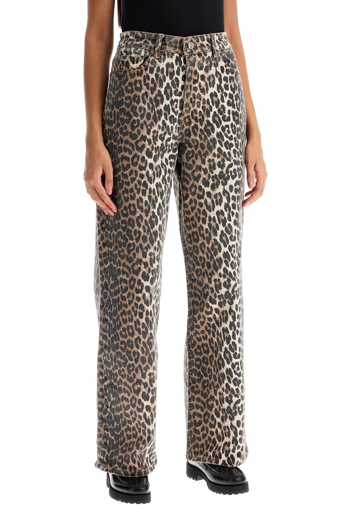 GANNI Animal Print High-Waisted Jeans - Size 28