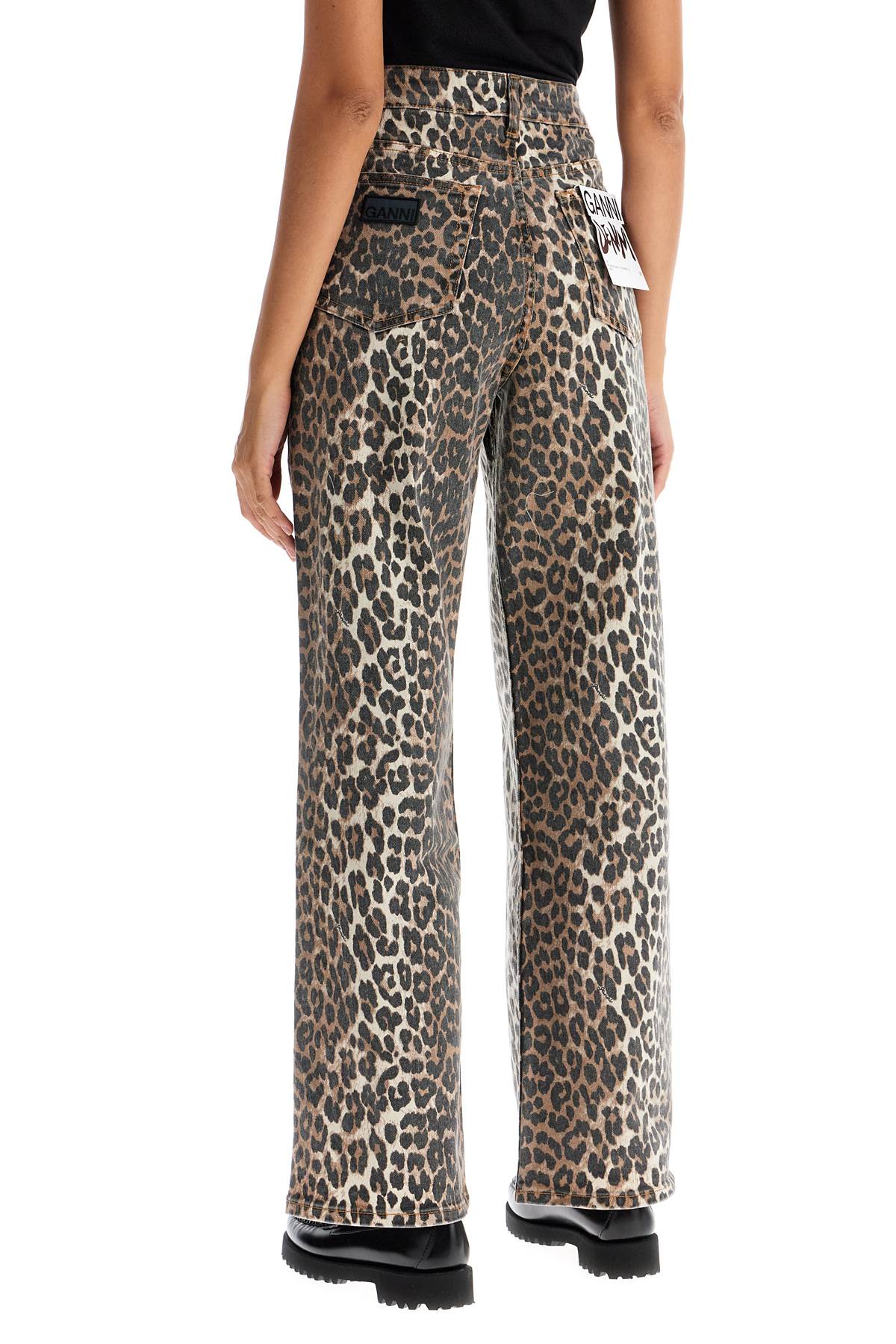 GANNI Animal Print High-Waisted Jeans - Size 28