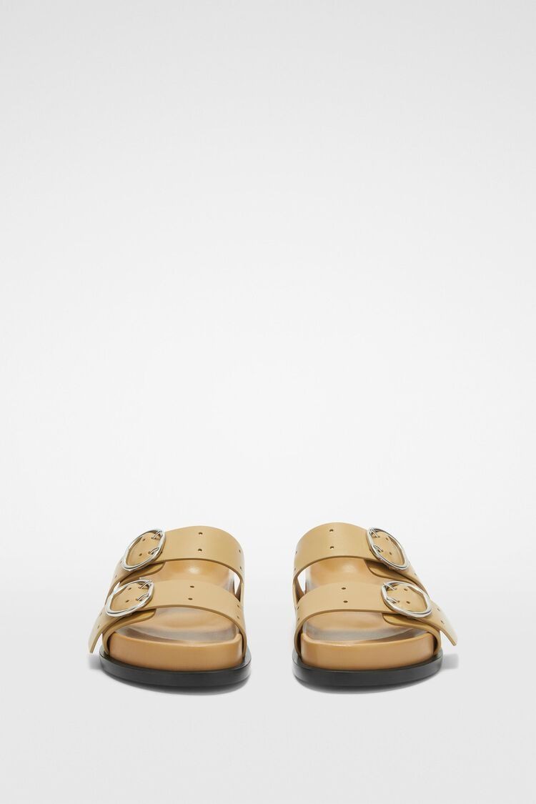 JIL SANDER Flat Sandals with Silver Buckle Straps