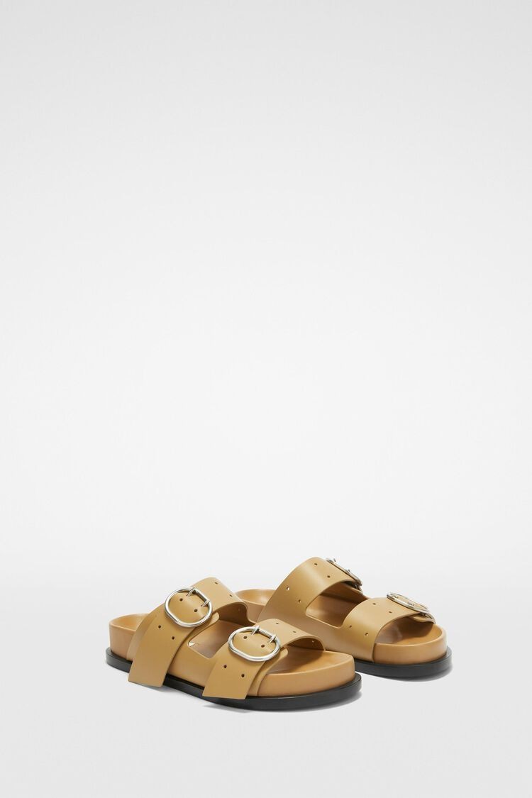JIL SANDER Flat Sandals with Silver Buckle Straps