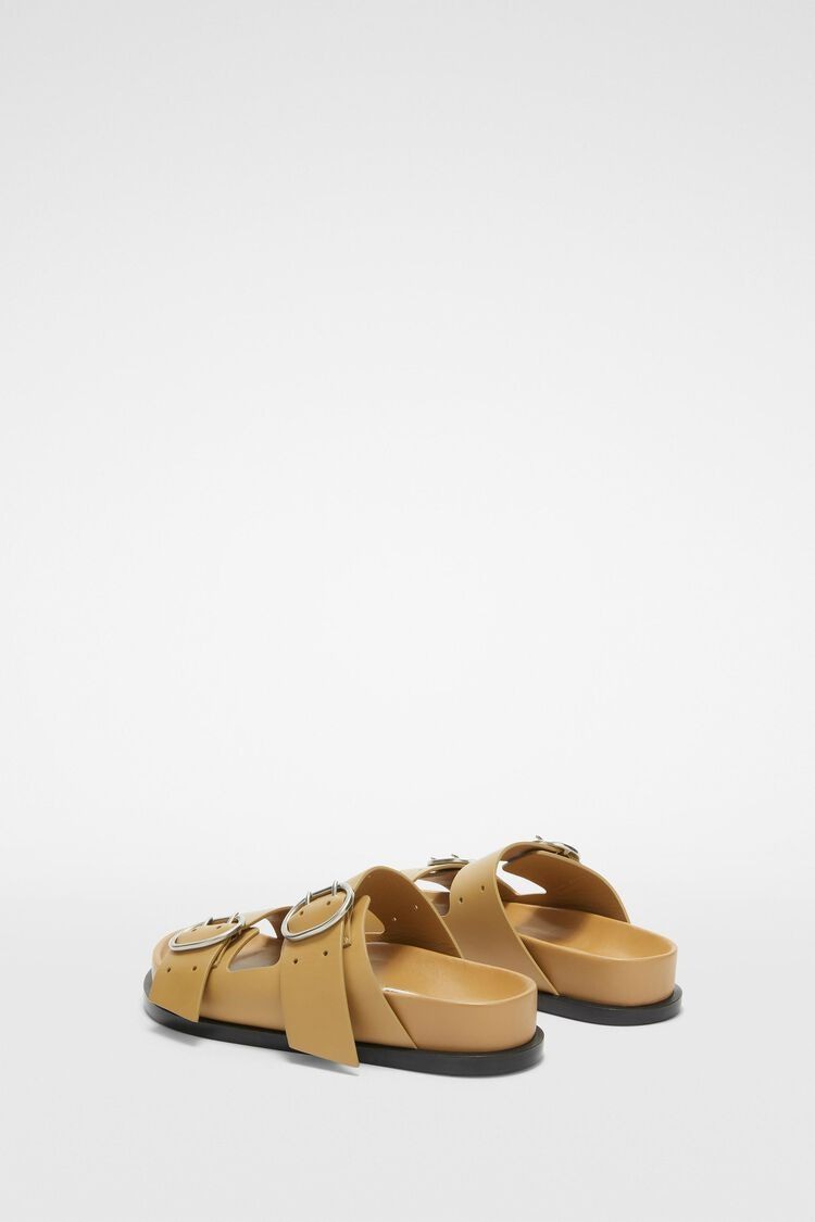 JIL SANDER Flat Sandals with Silver Buckle Straps