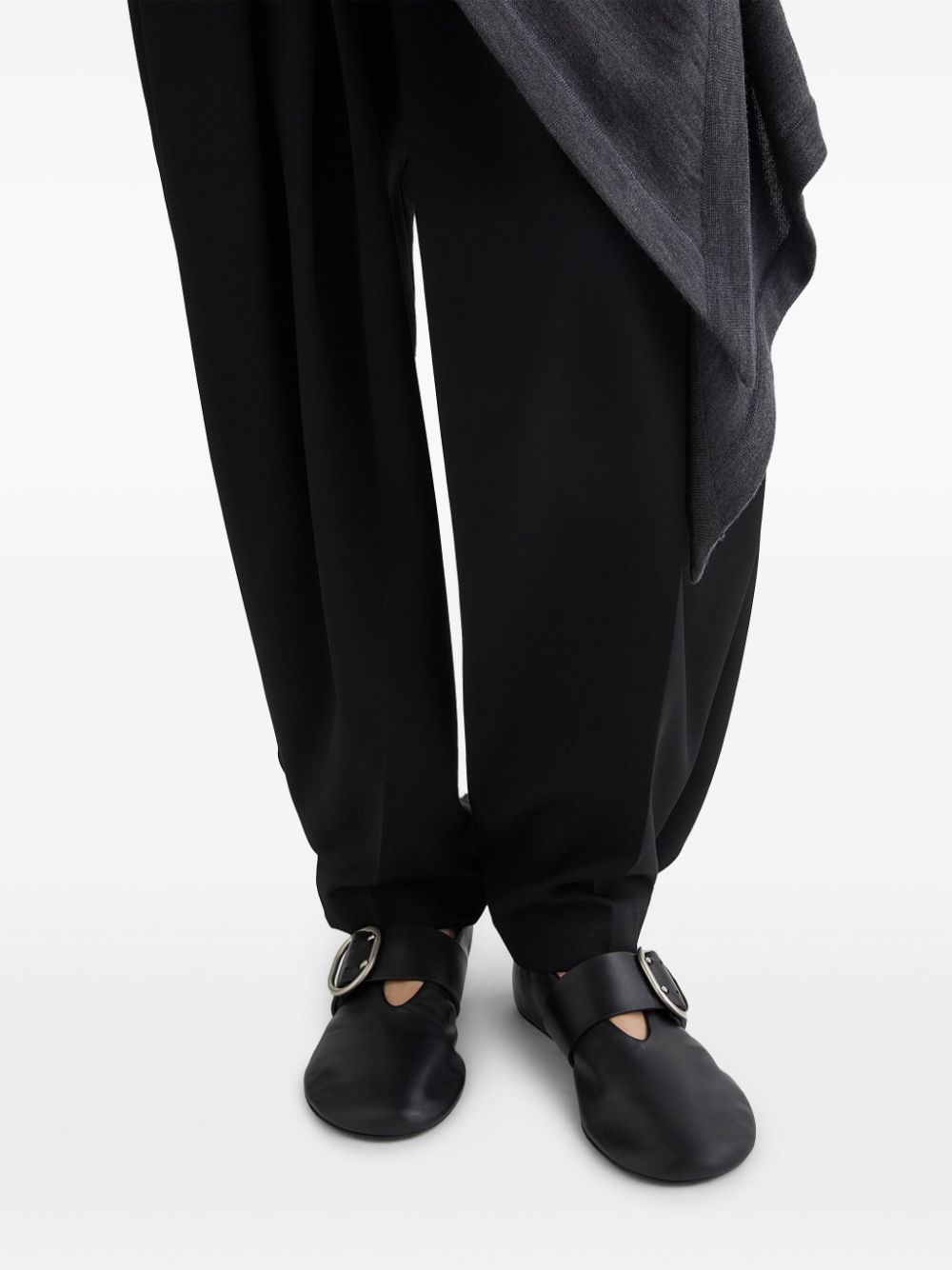 JIL SANDER Leather Ballet Flats with Buckle Fastening