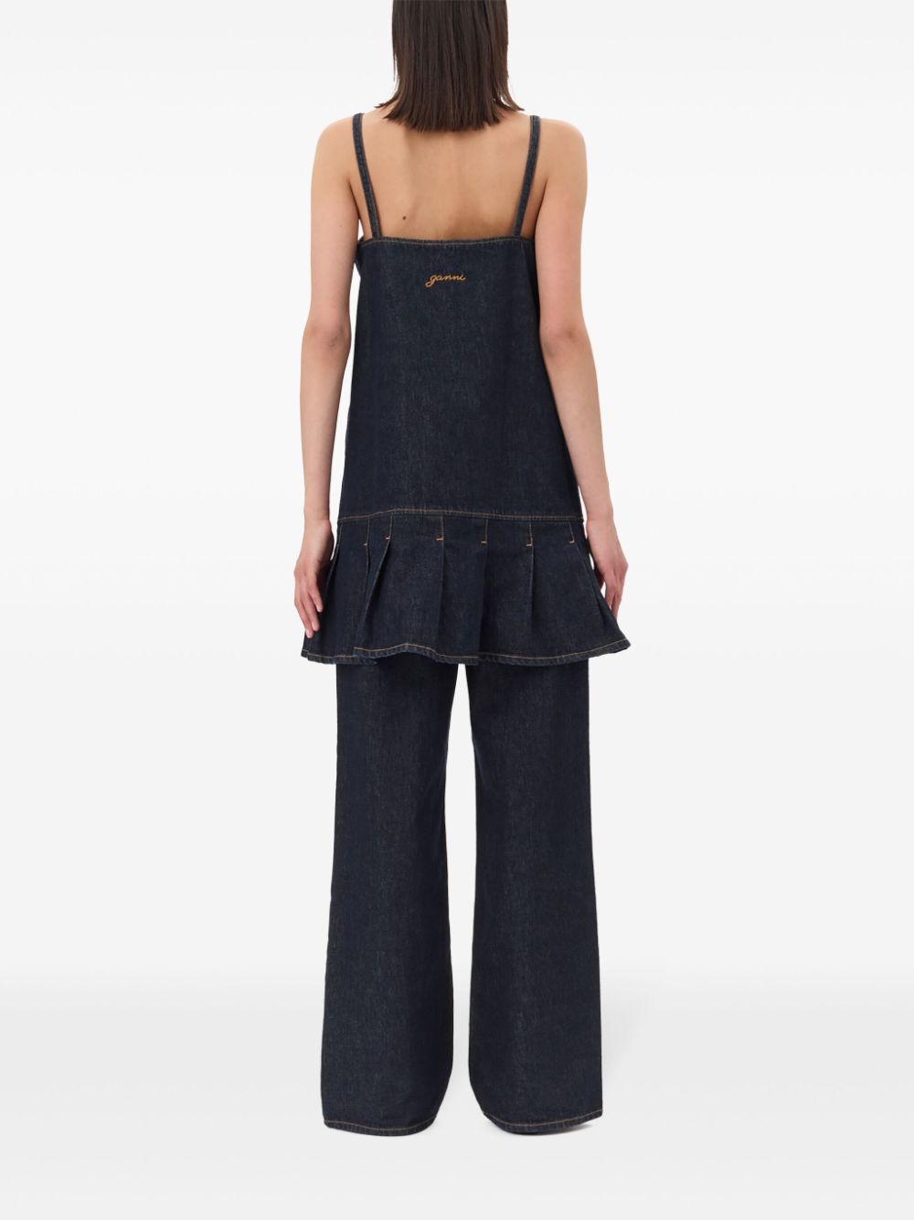 GANNI Organic Cotton Strap Mini Dress