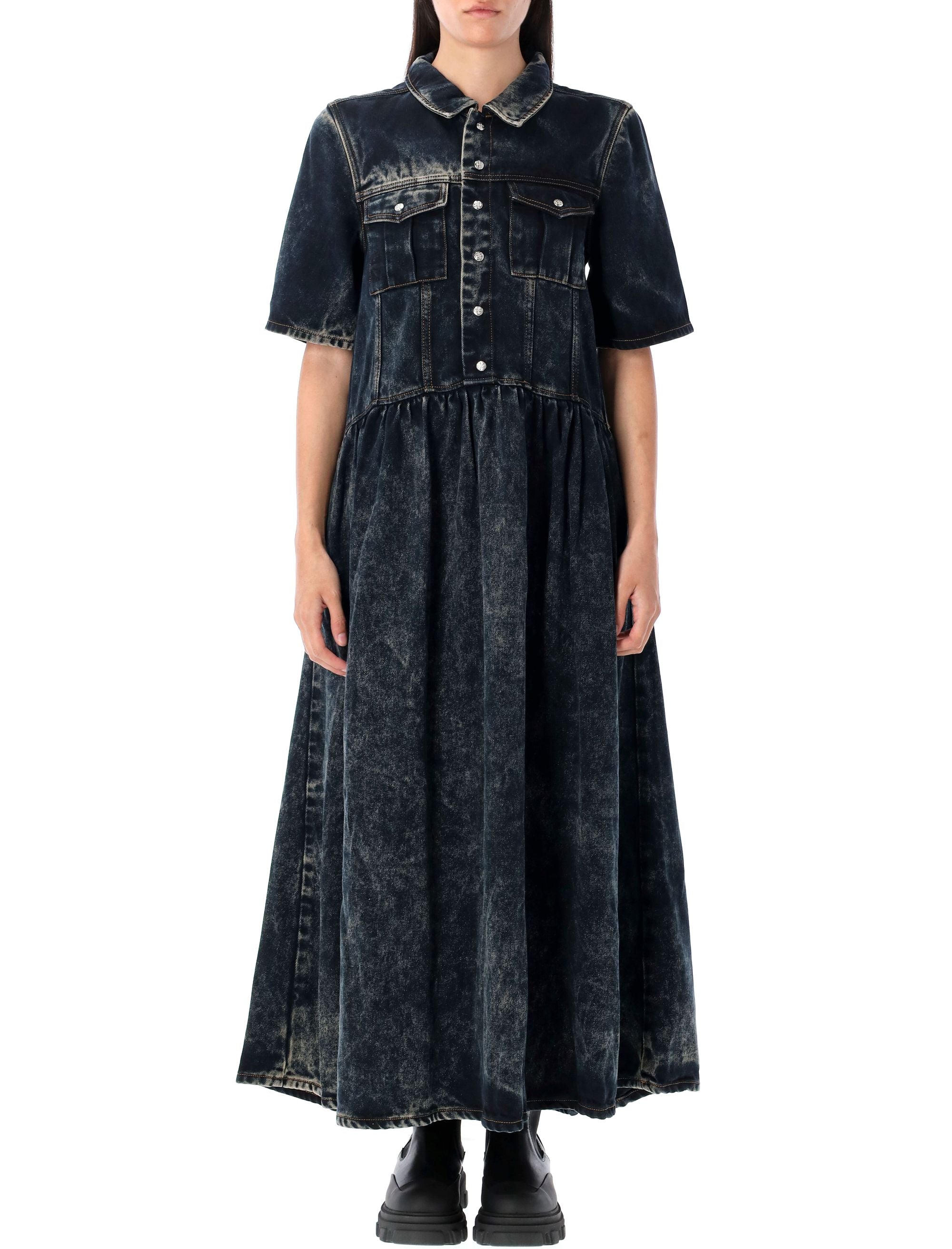 GANNI Washed Denim Maxi Dress - Size 36