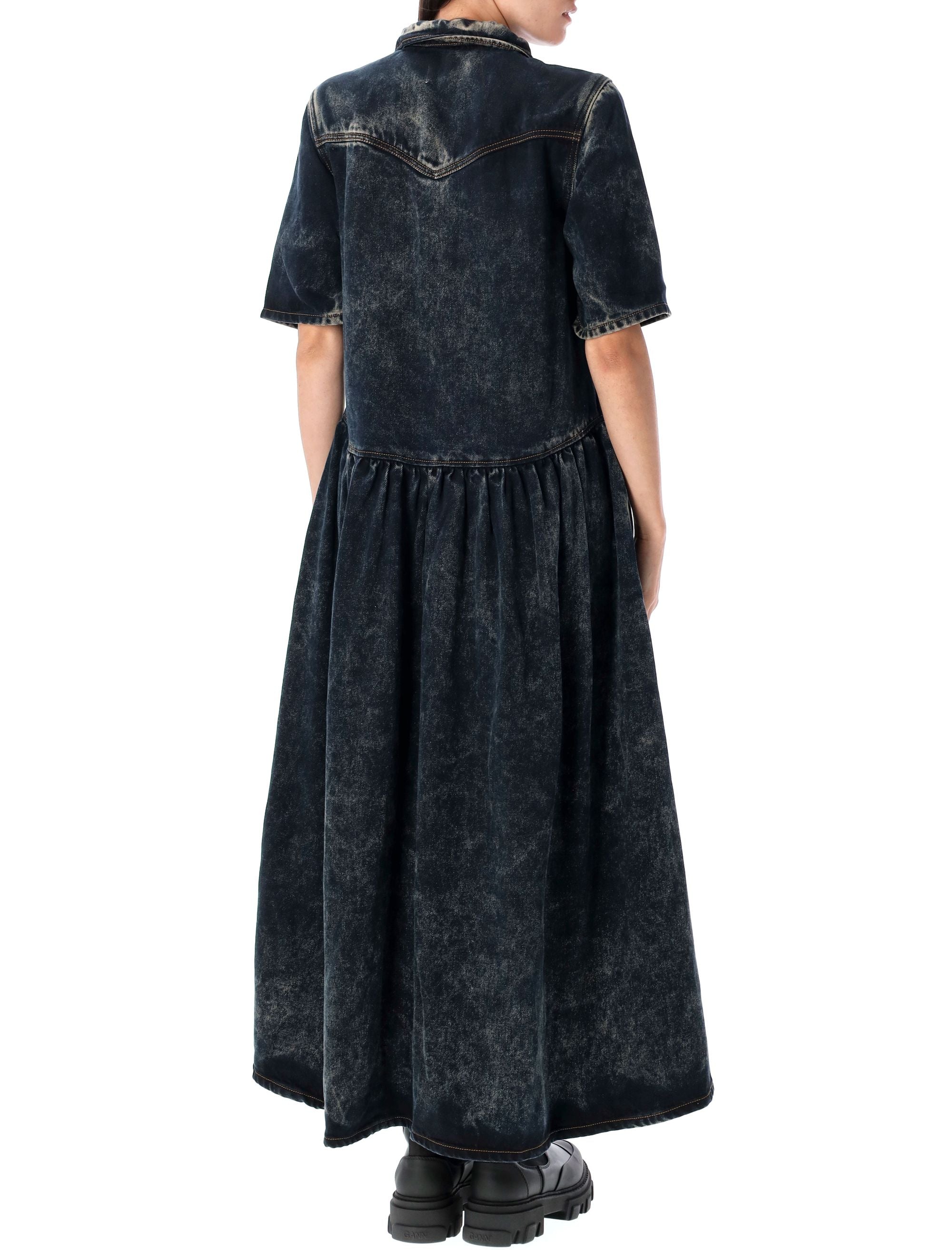 GANNI Washed Denim Maxi Dress - Size 36