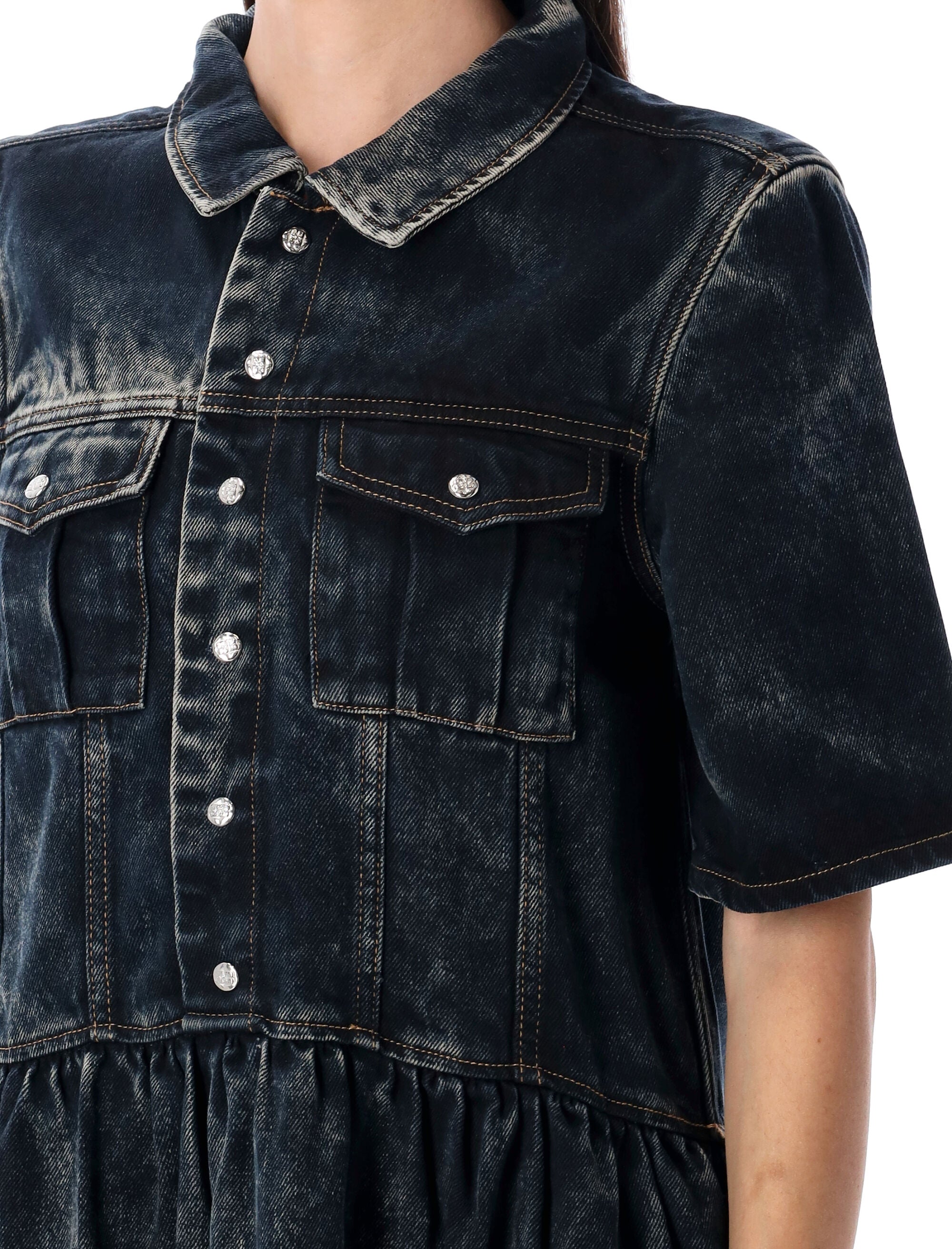 GANNI Washed Denim Maxi Dress - Size 36