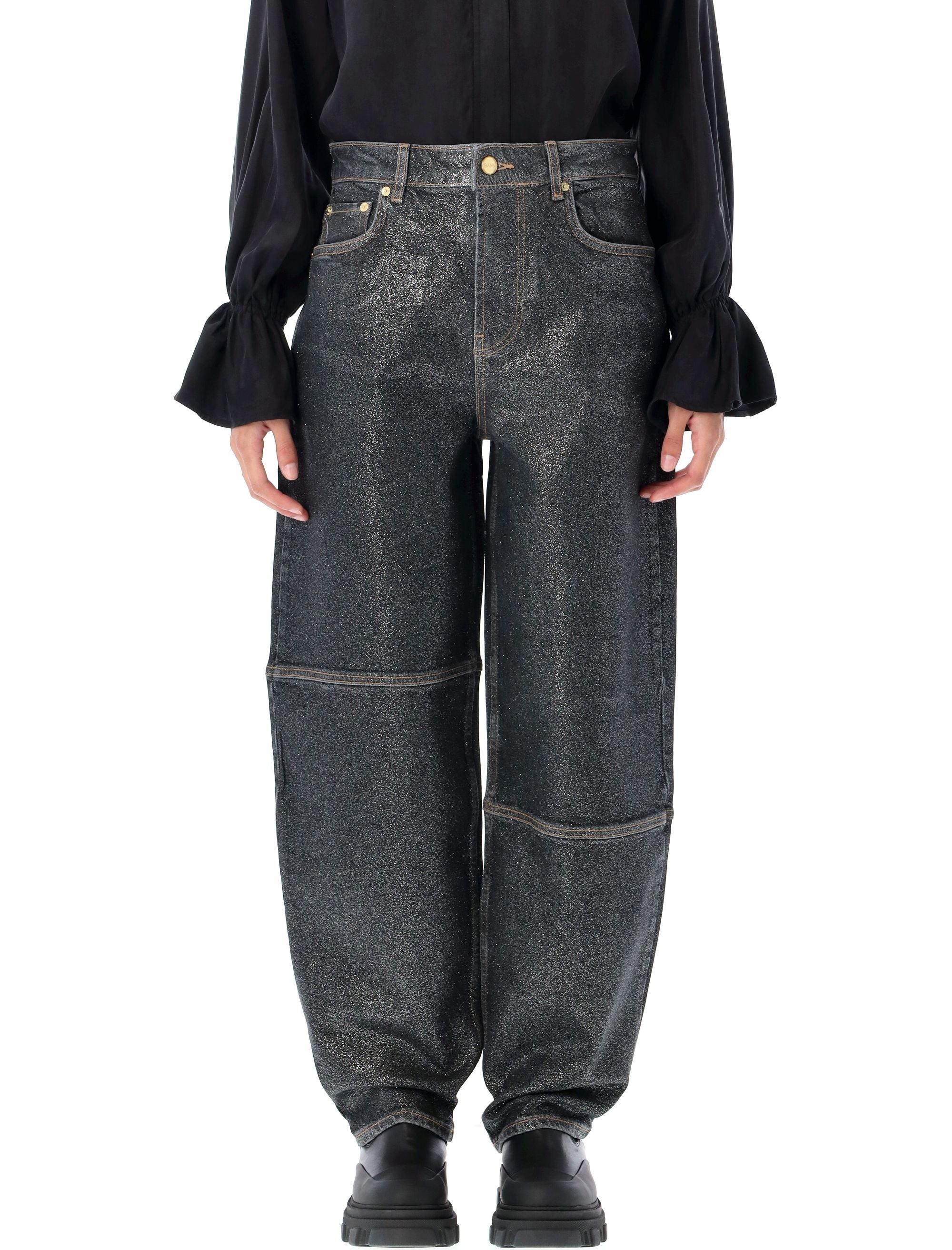GANNI Shimmery Foil Stary Jeans - Size 27