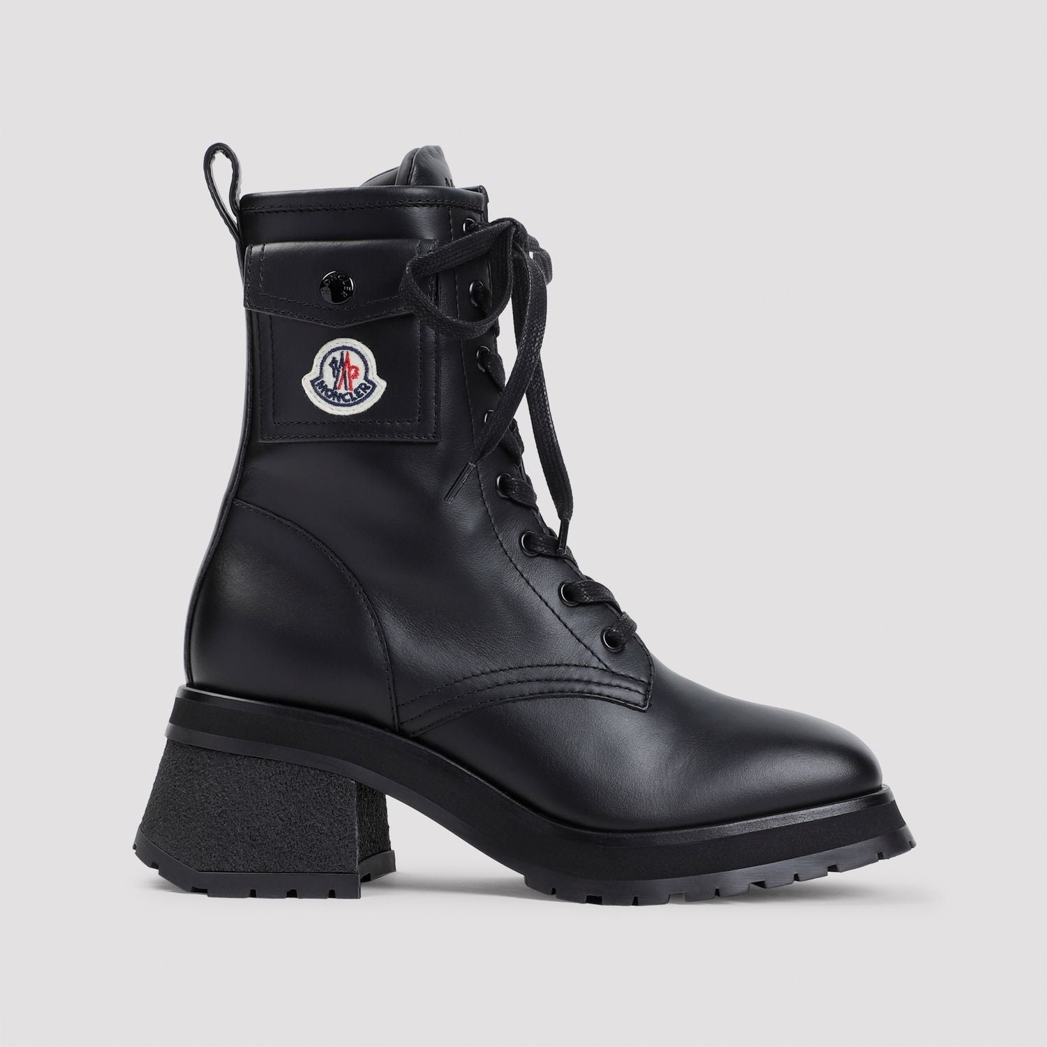 MONCLER Lace-Up Leather Ankle Boots