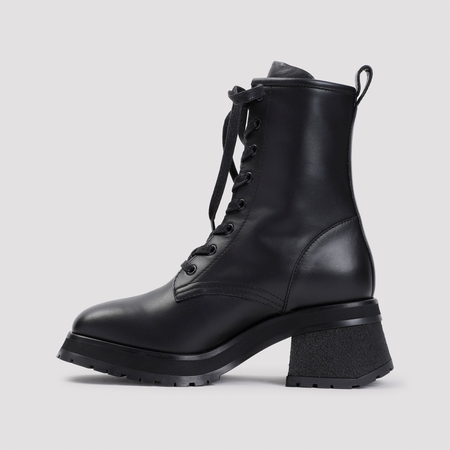 MONCLER Lace-Up Leather Ankle Boots