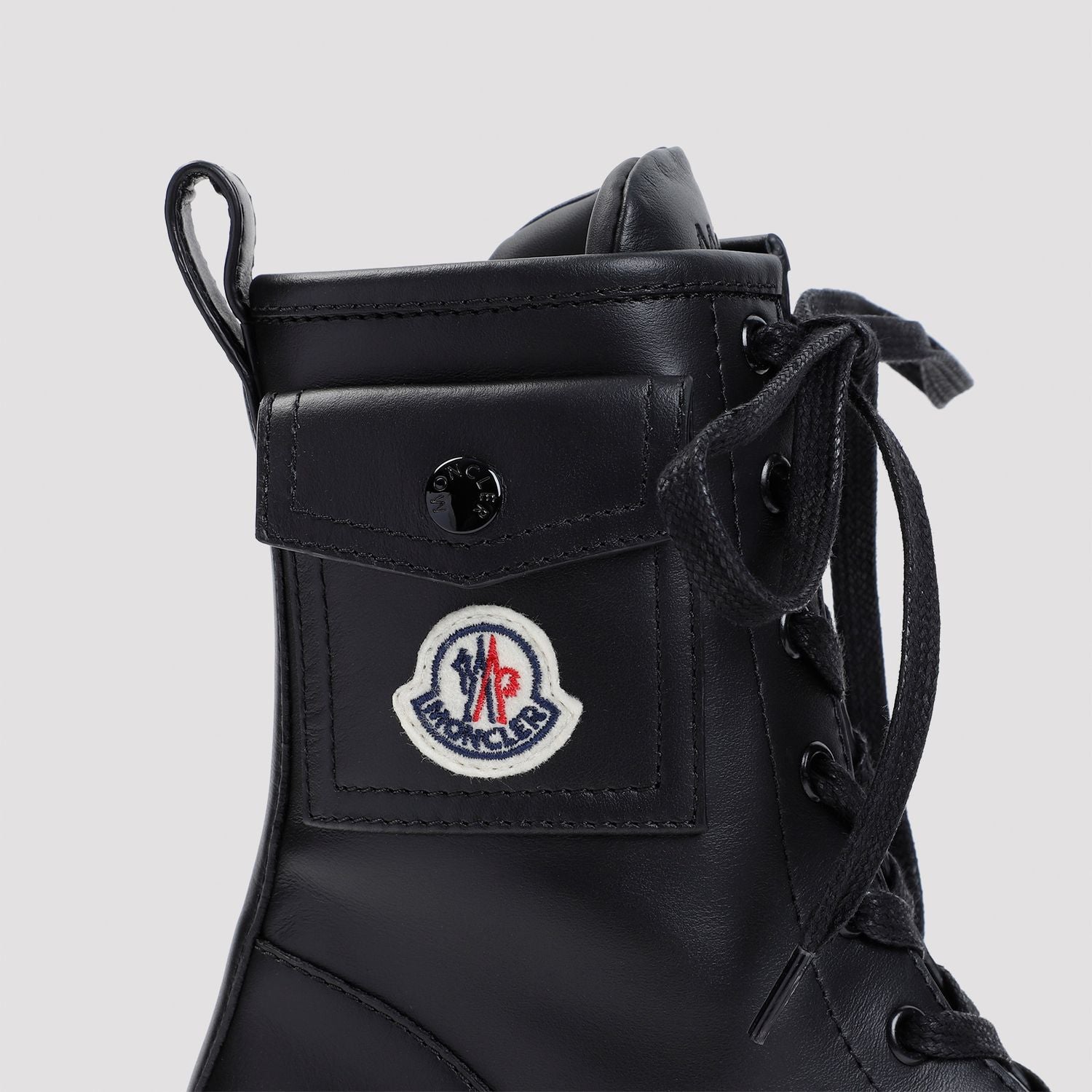 MONCLER Lace-Up Leather Ankle Boots