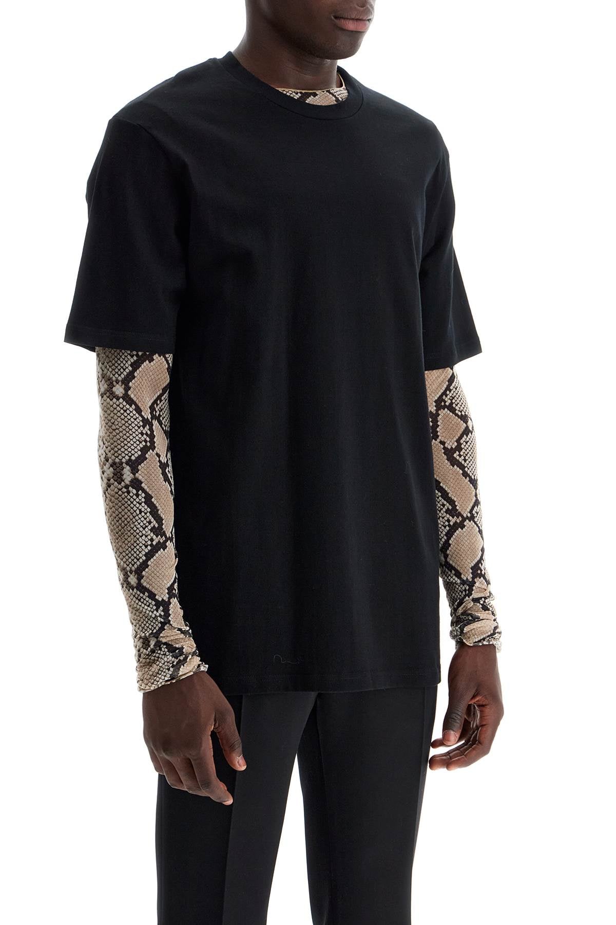 JIL SANDER Crew Neck T-Shirt with Seasonal Print on the Back