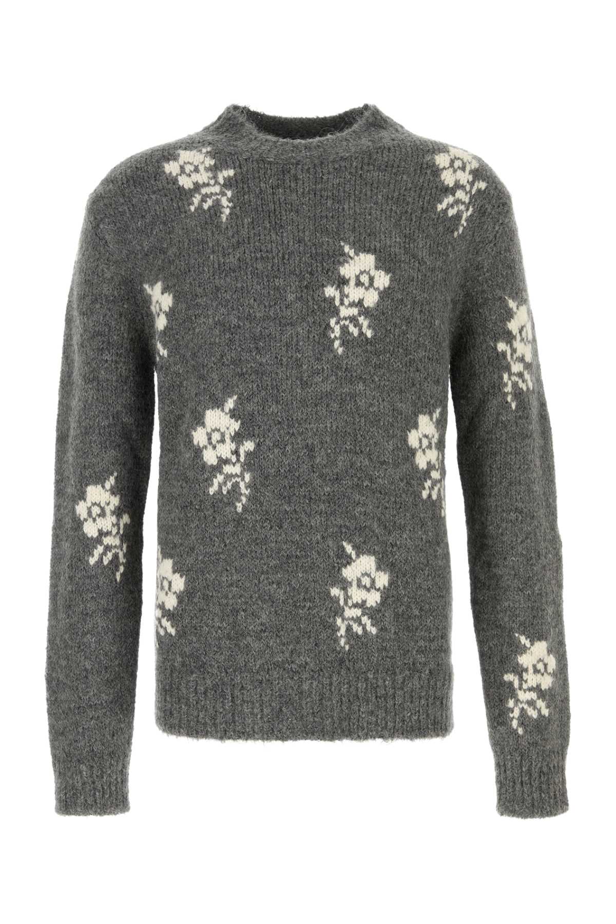 JIL SANDER Floral Embroidered Alpaca Blend Sweater - Men’s L