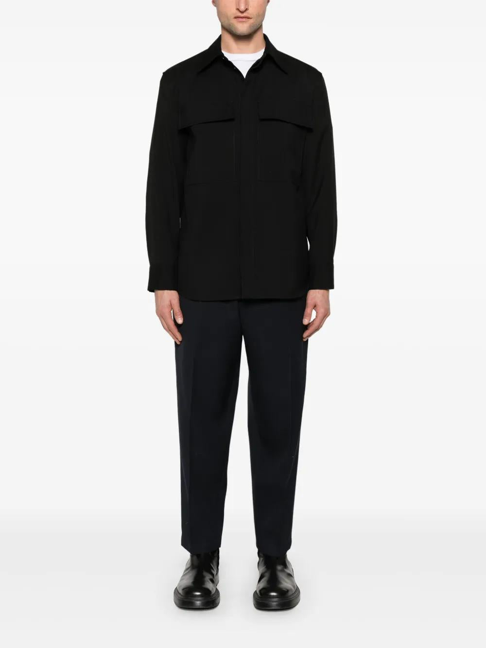 JIL SANDER Classic Wool Shirt with Pockets - FW25