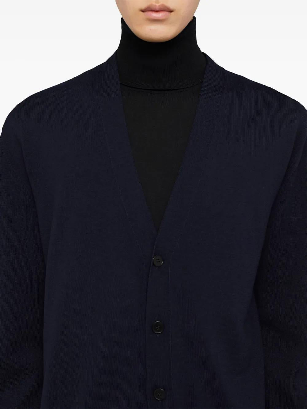JIL SANDER Men's V Neck Cardigan in 100% Wool
