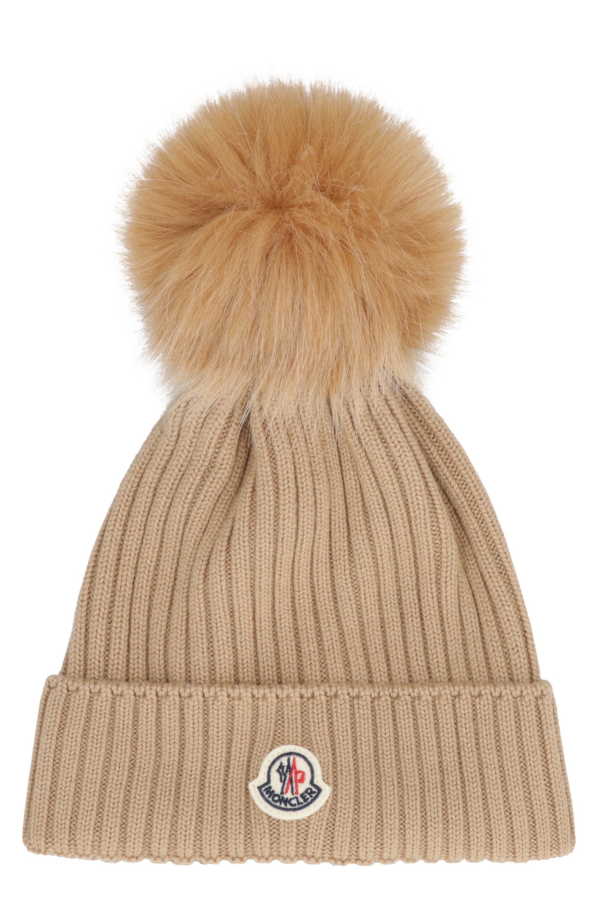 MONCLER KIDS Knit Wool Hat with Pom-Pom for Girls