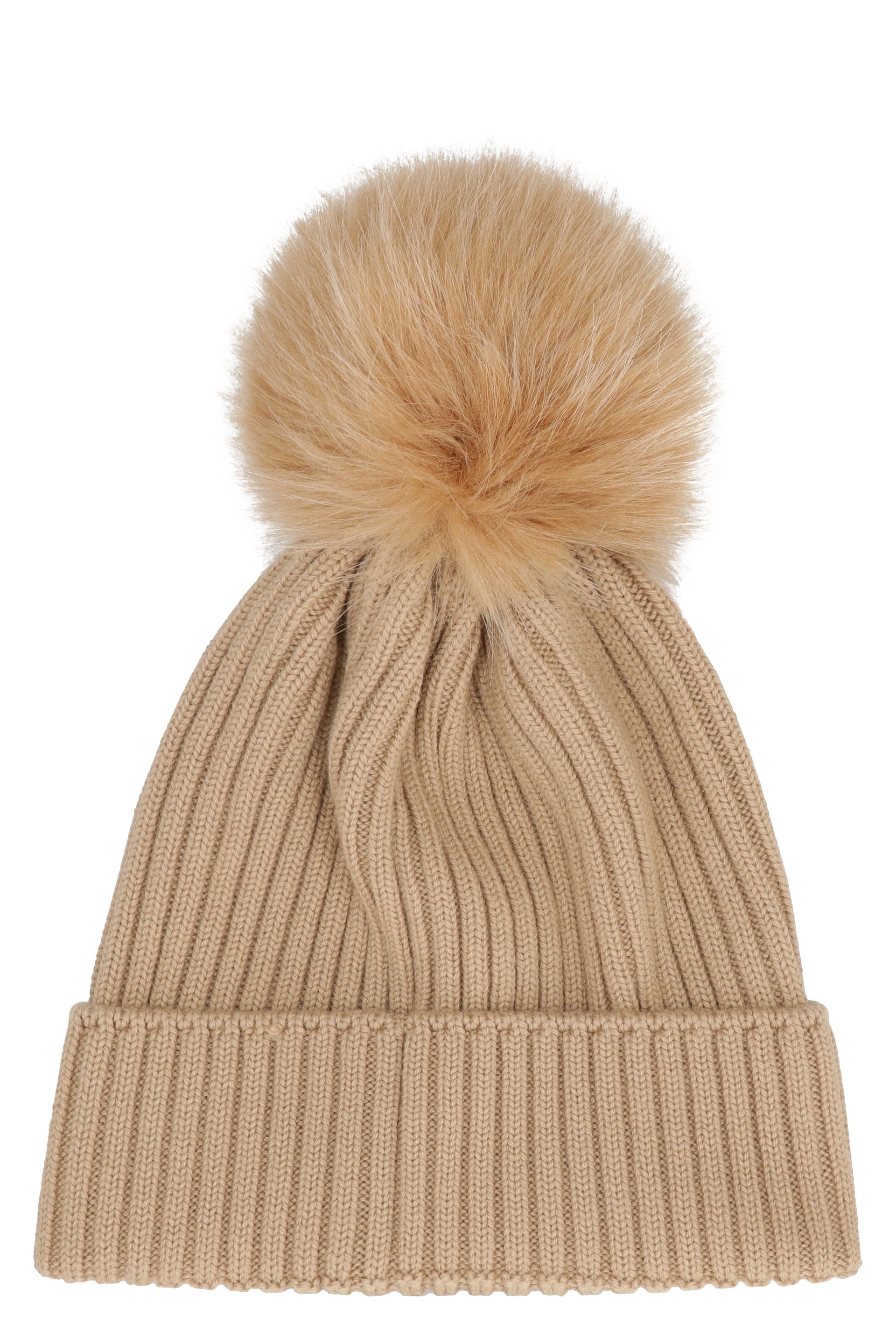 MONCLER KIDS Knit Wool Hat with Pom-Pom for Girls