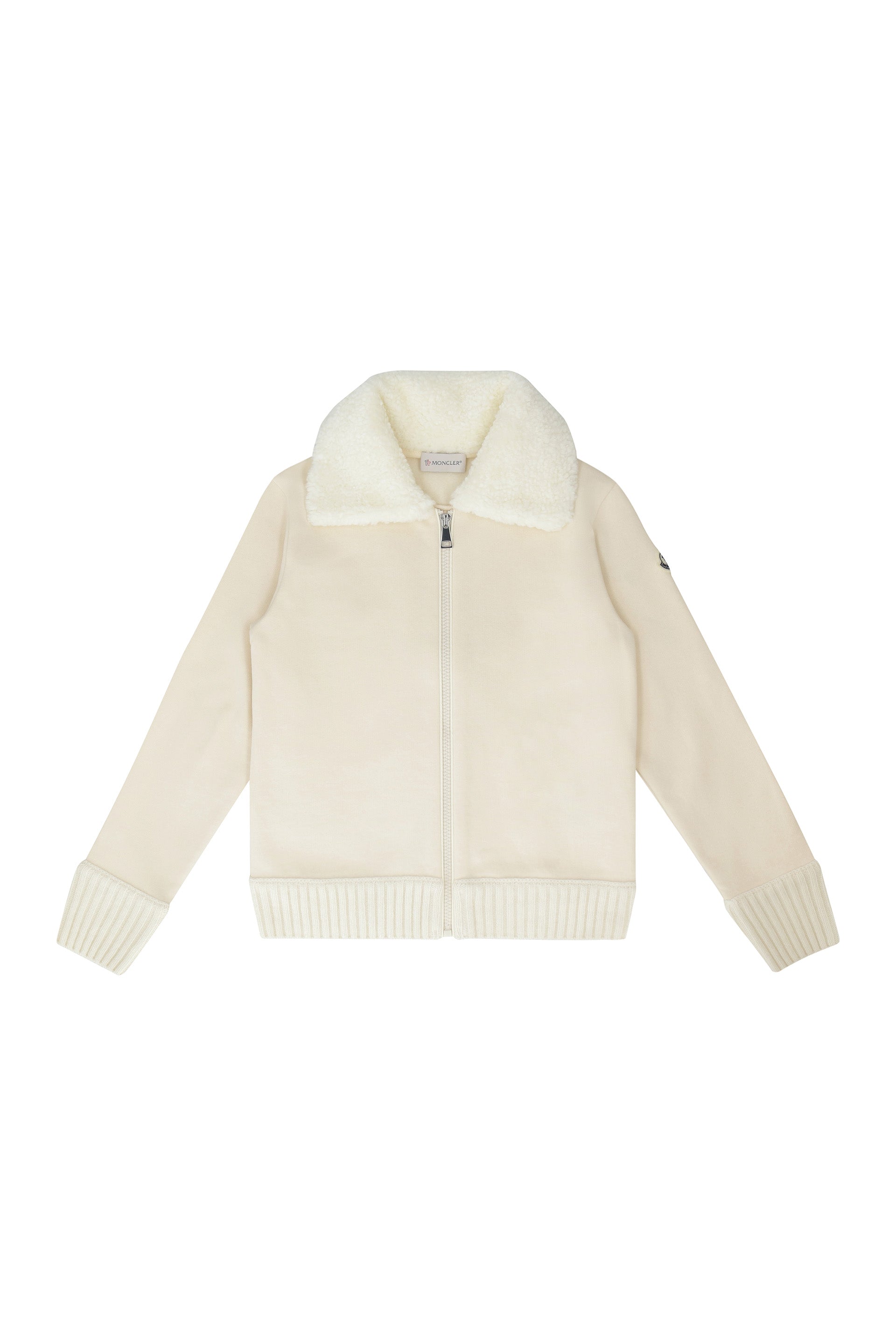 MONCLER KIDS Full Zip Hoodie with Faux Fur Collar for Girls