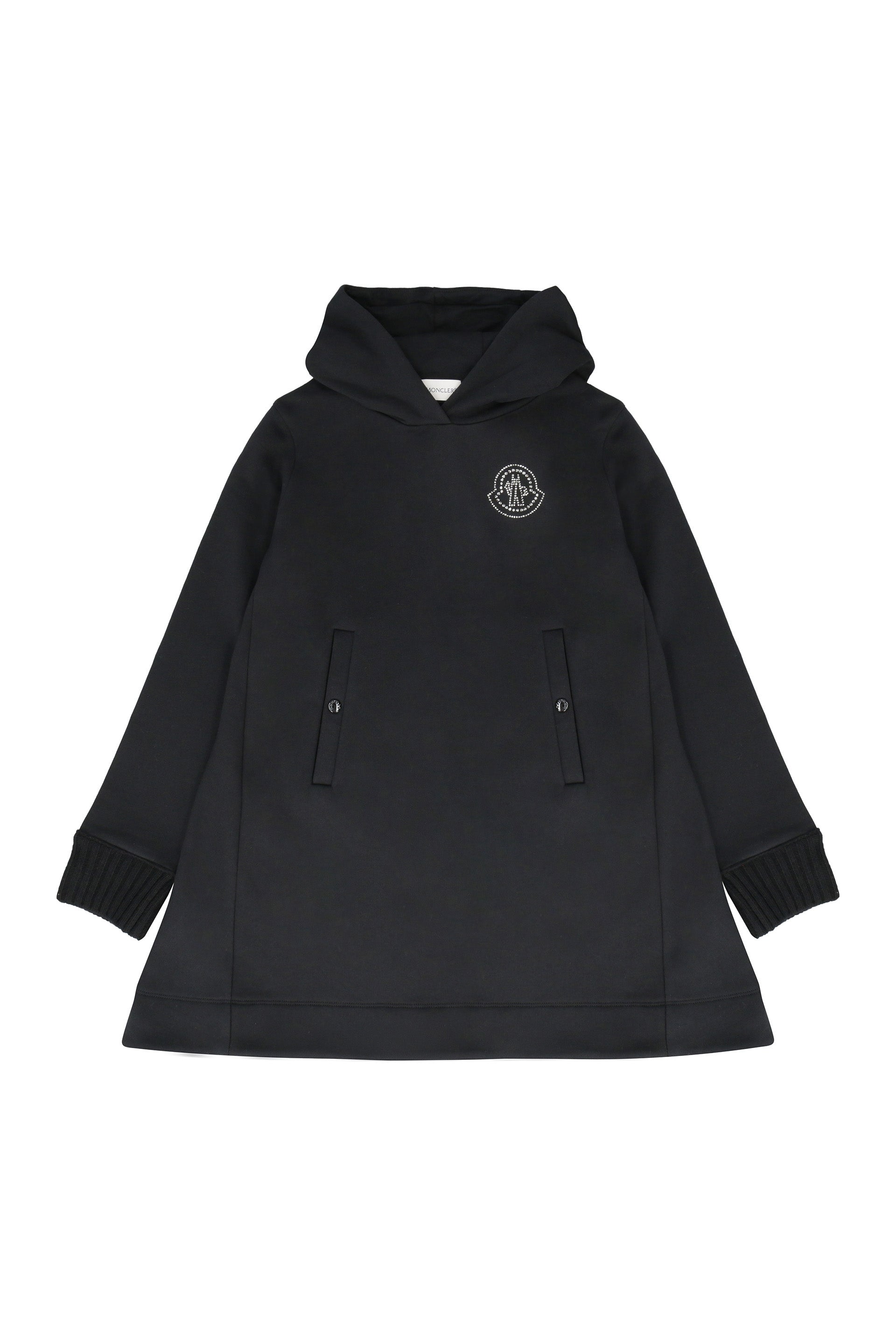 MONCLER KIDS Hooded Mini Logo Print Cotton Sweatdress