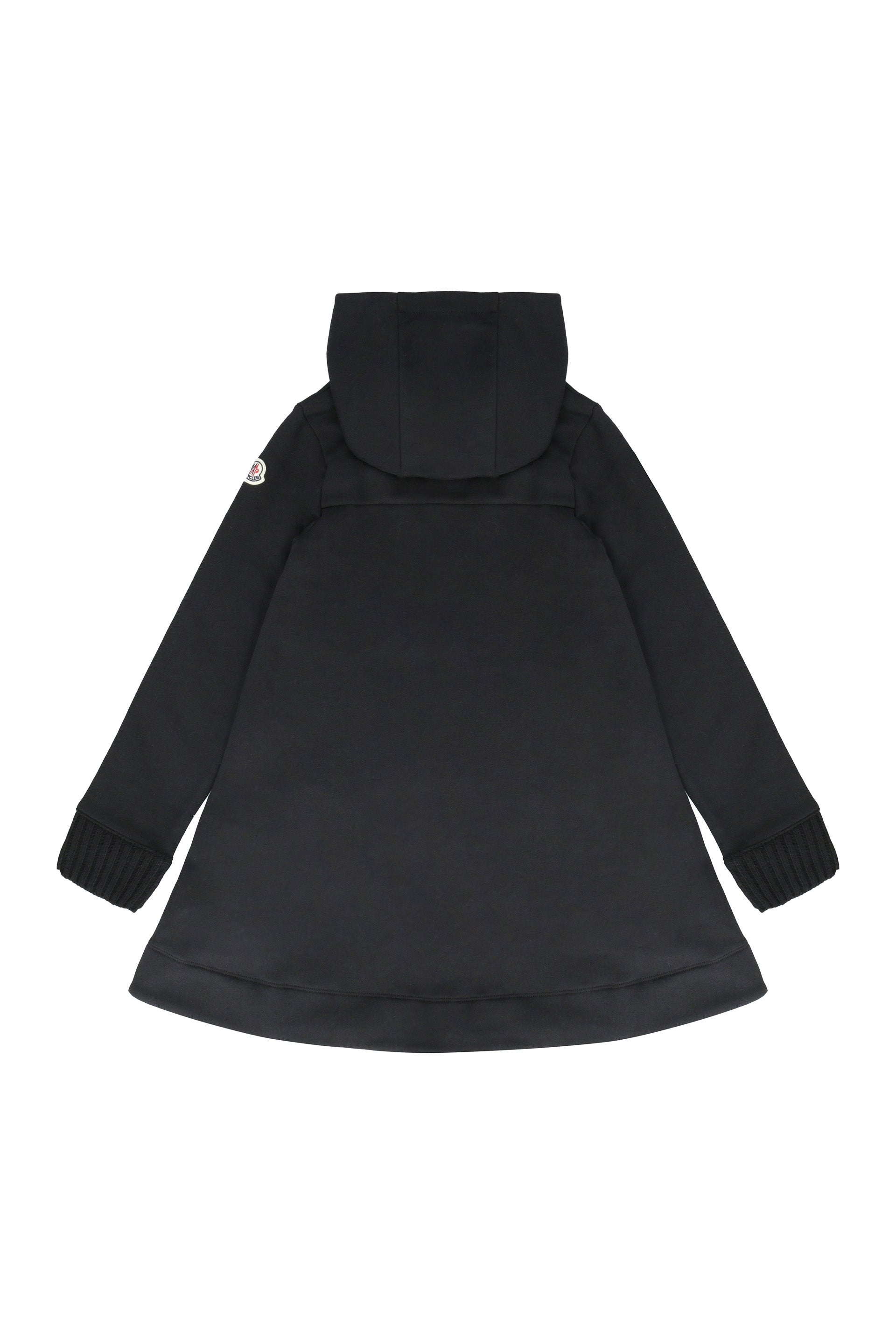 MONCLER KIDS Hooded Mini Logo Print Cotton Sweatdress