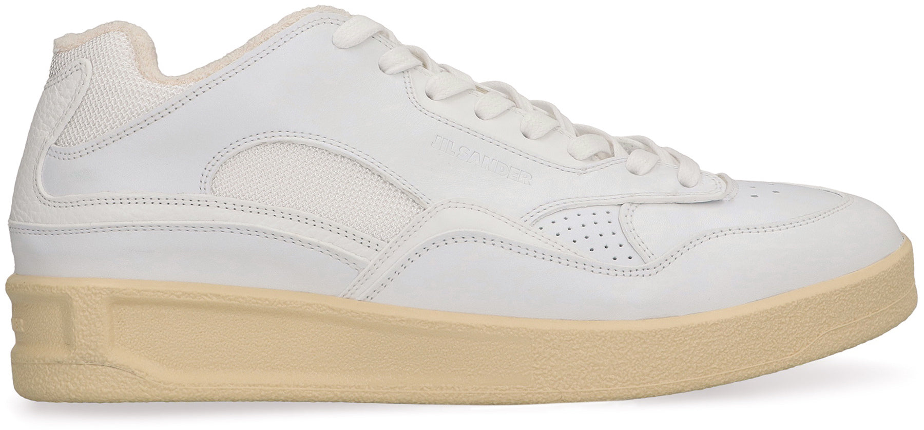 JIL SANDER Classic White Leather and Fabric Sneakers for Men