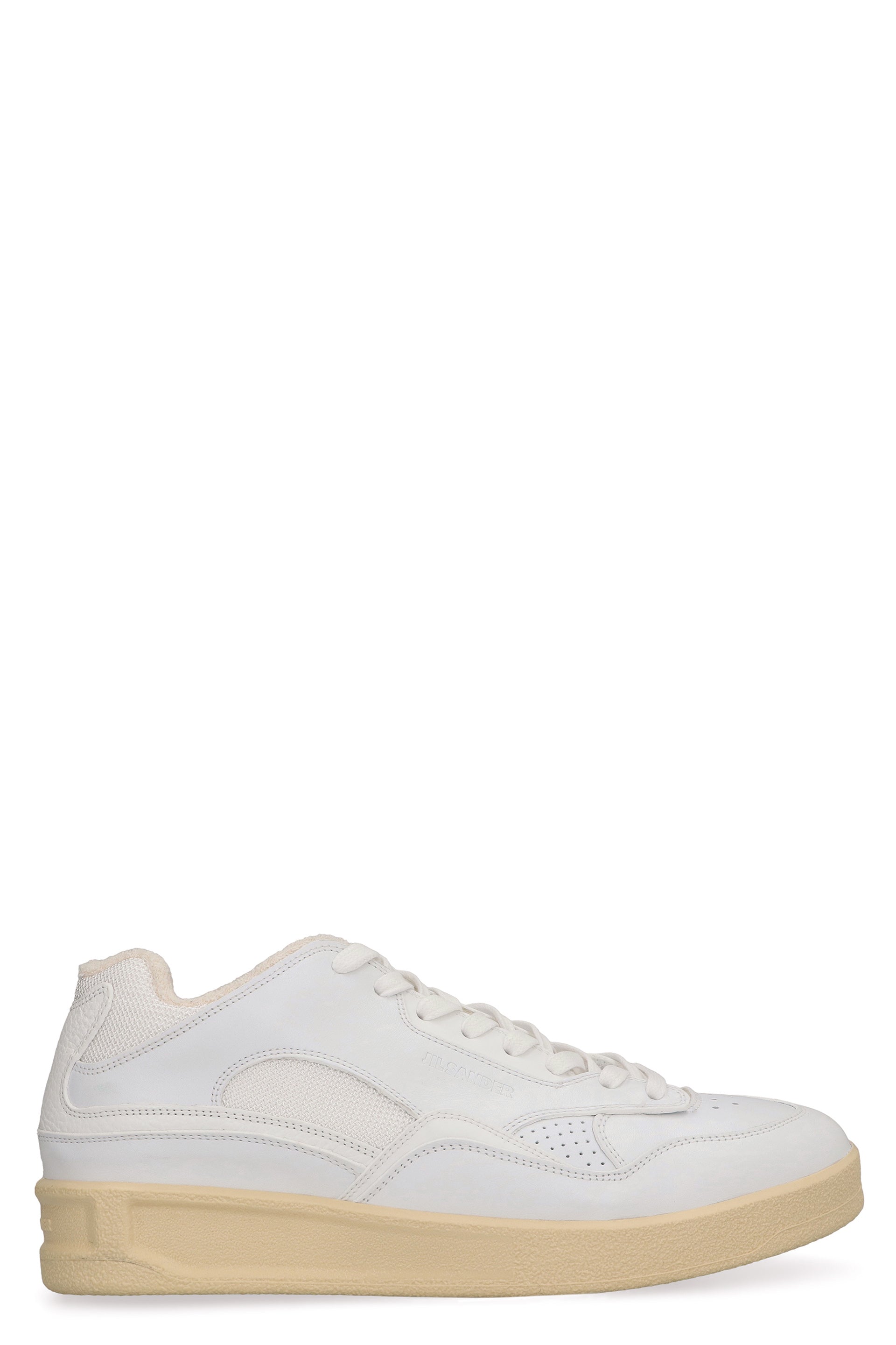 JIL SANDER Classic White Leather and Fabric Sneakers for Men