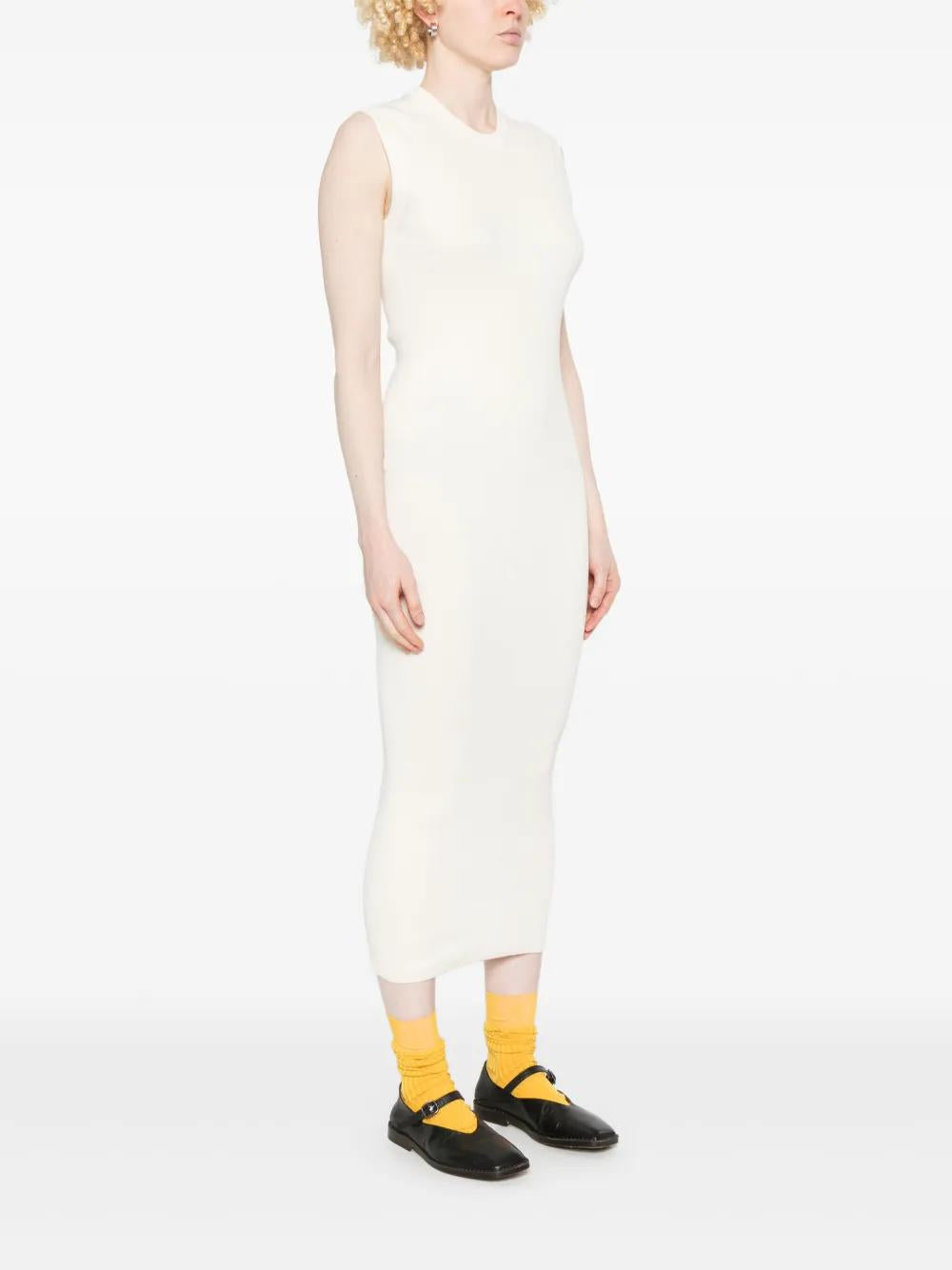 JIL SANDER Natural Long Ribbed Dress