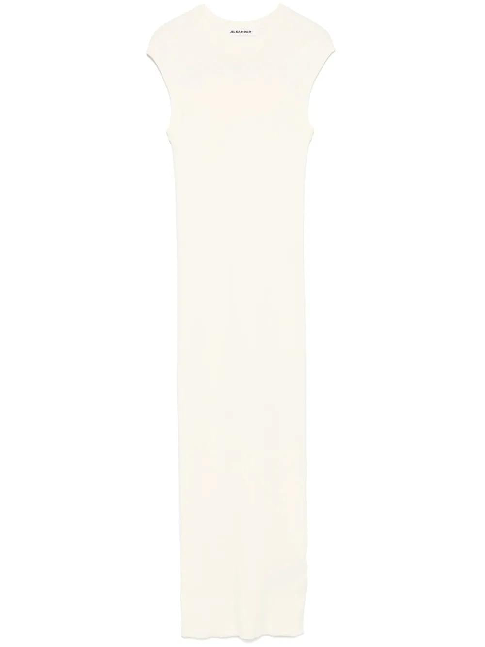 JIL SANDER Natural Long Ribbed Dress