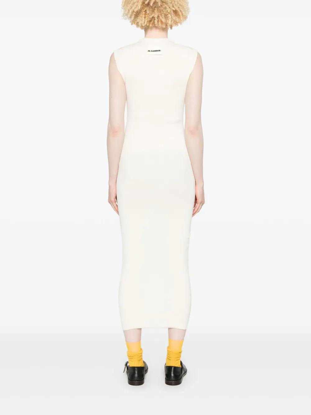 JIL SANDER Natural Long Ribbed Dress