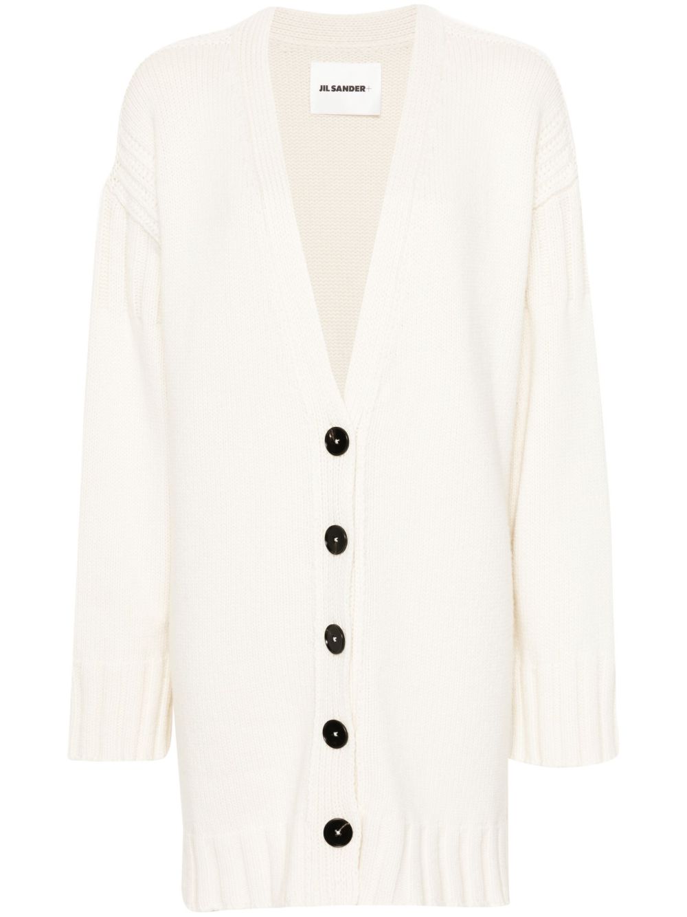 JIL SANDER Natural Cardigan with Black Buttons