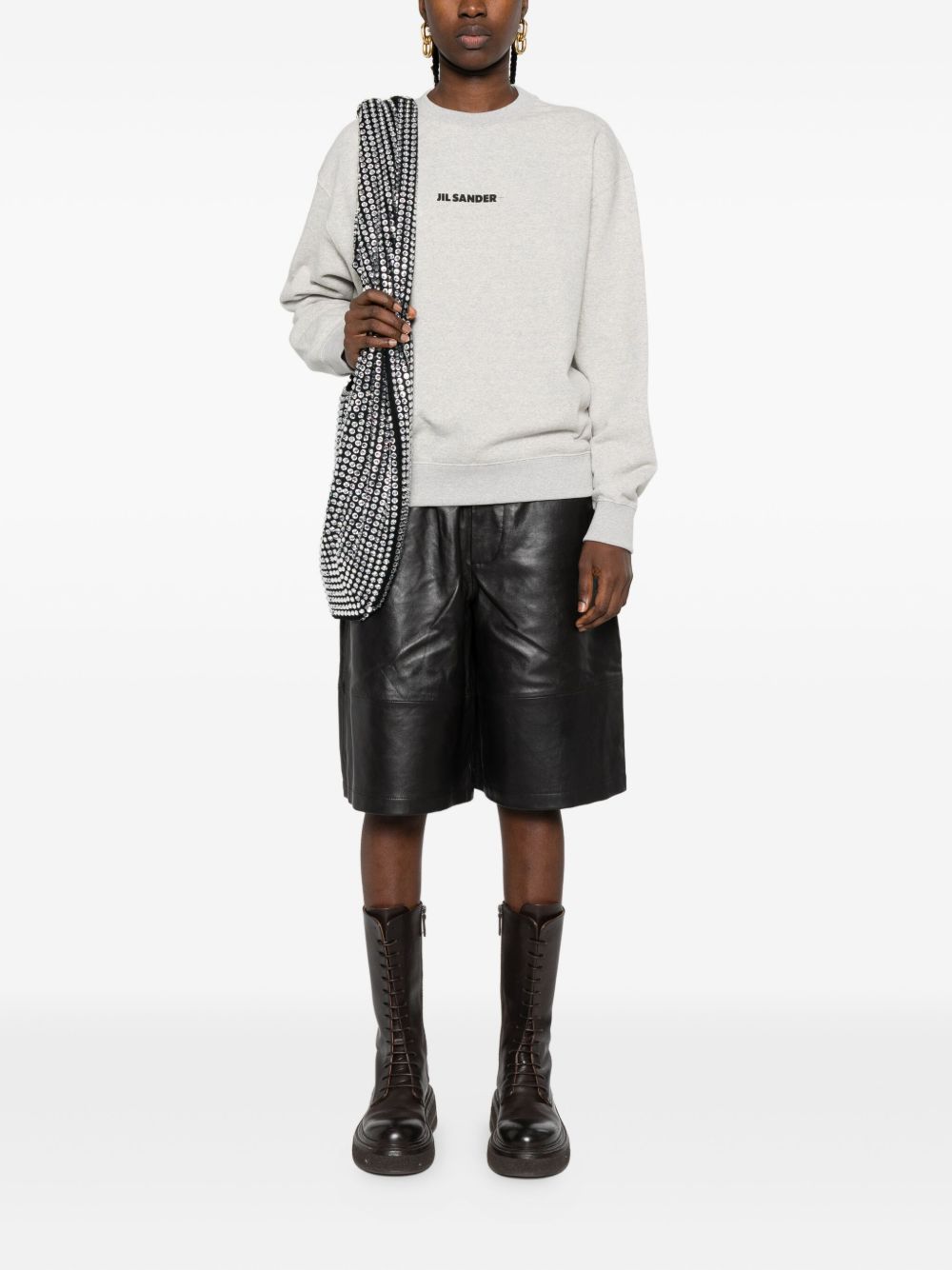 JIL SANDER Embroidered Logo Crew Neck Sweater