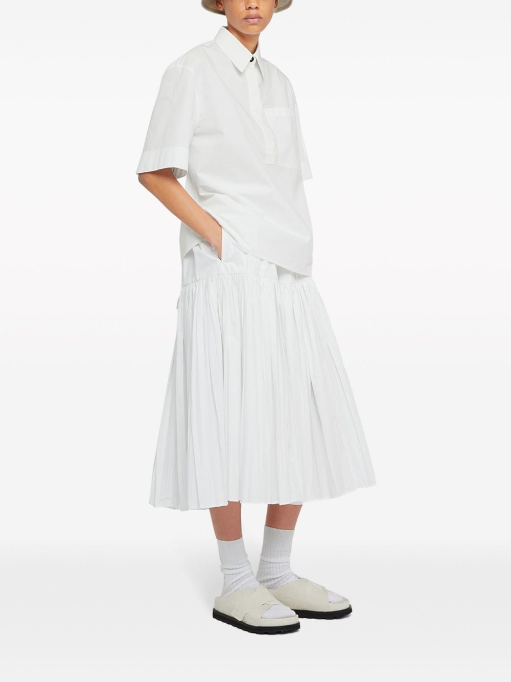 JIL SANDER Pleated Belted Midi Skirt