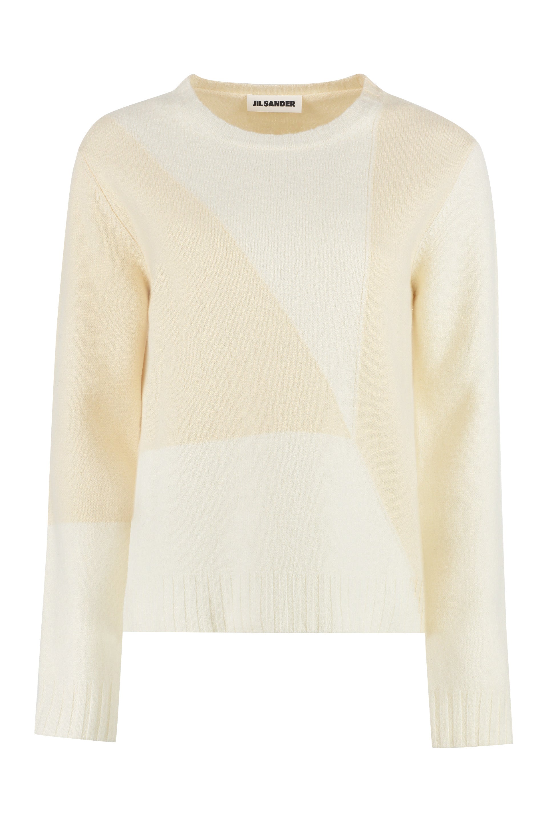 JIL SANDER Women's Geometric Pattern Crew-Neck Wool Sweater