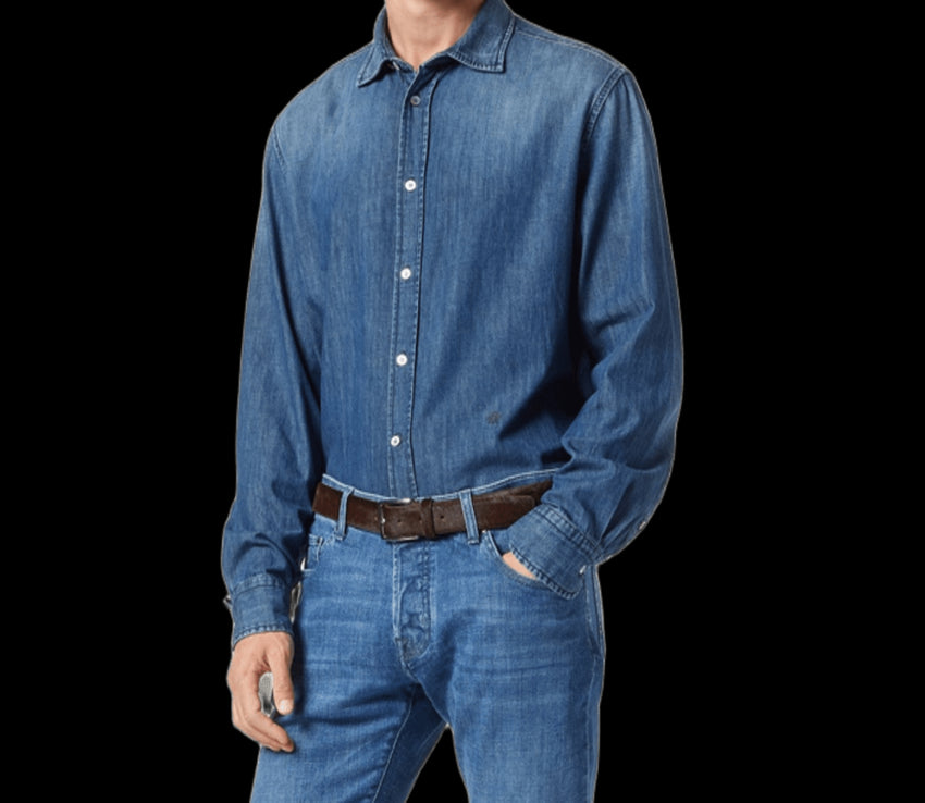 JACOB COHEN Classic Fit Lightweight Denim Shirt for Men