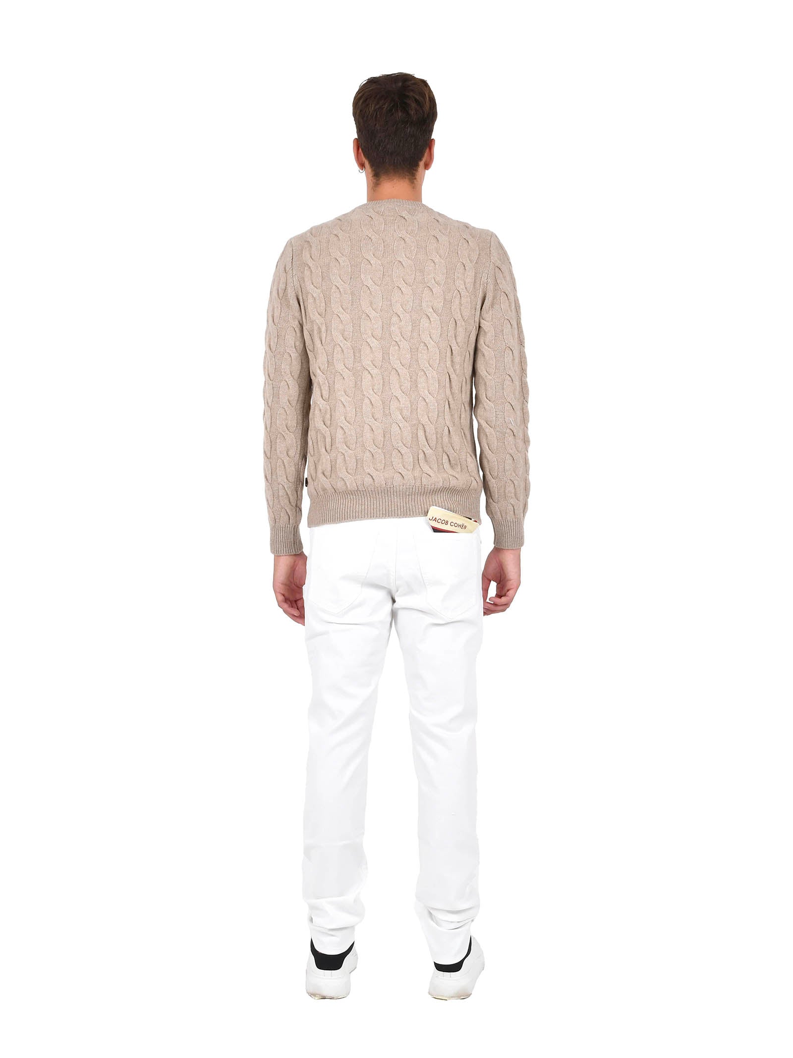 JACOB COHEN Men's Cashmere Cable-Knit Crew Neck Sweater