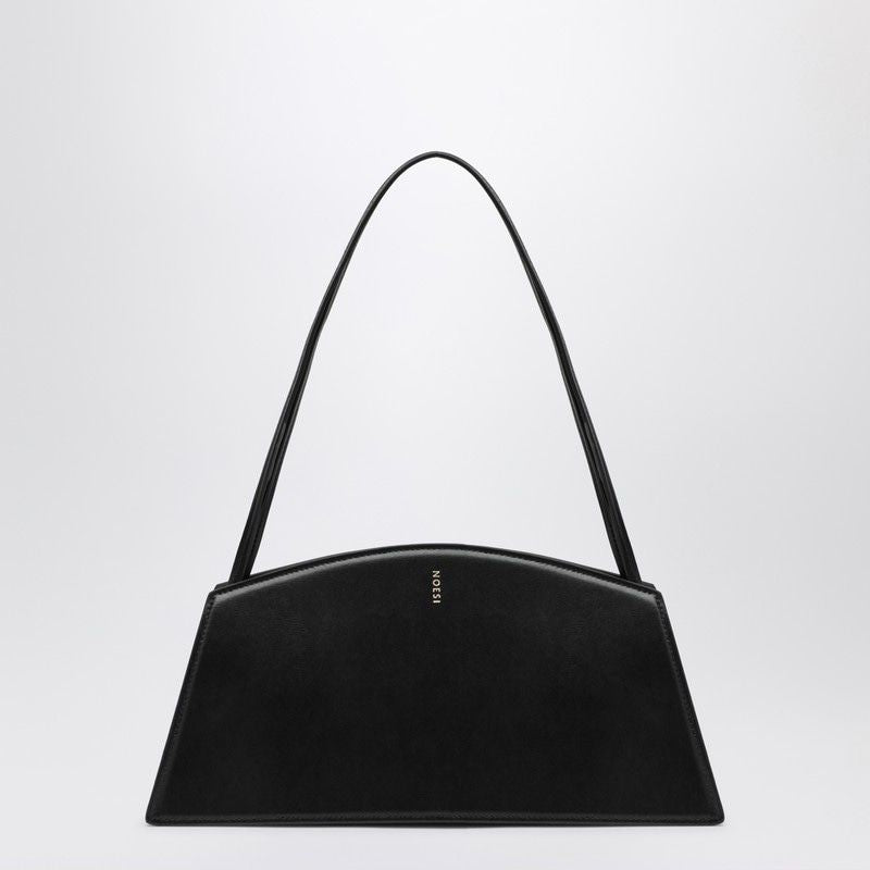 NOESI Elongated Leather Handbag with Magnetic Closure