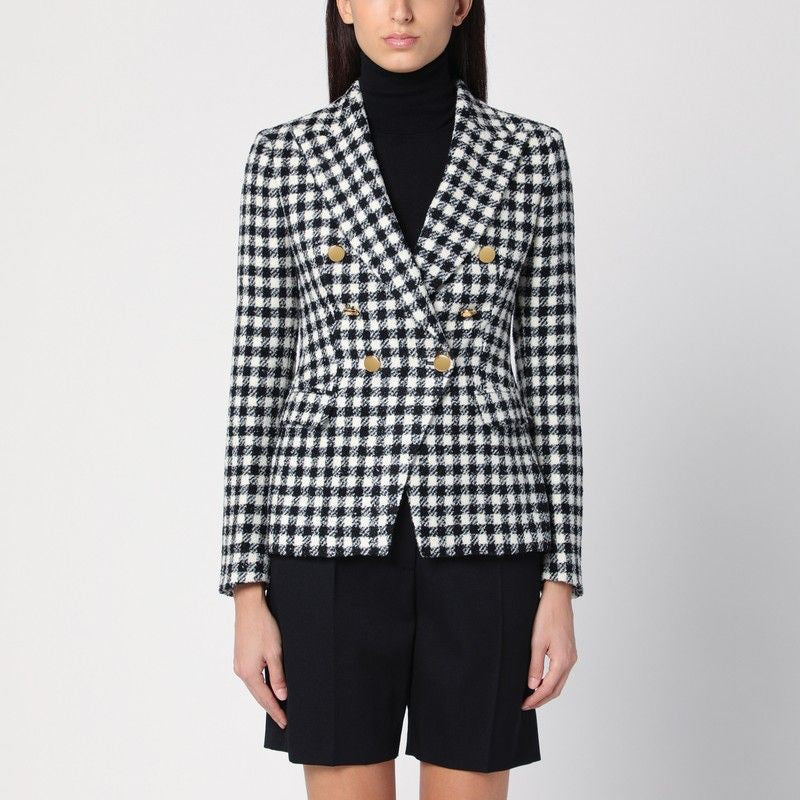 TAGLIATORE Double-Breasted Checkered Design Jacket - Women