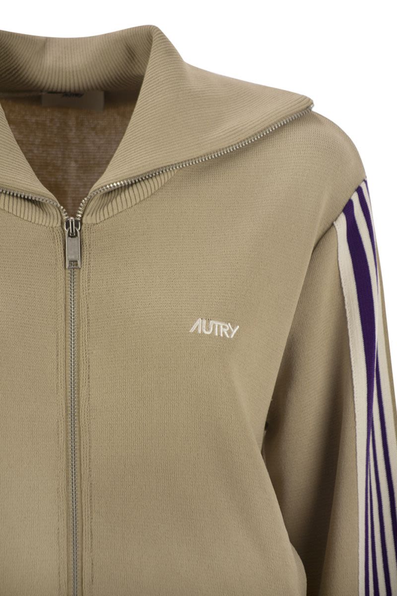 AUTRY Knit Tennis-Style Zip Sweatshirt (Regular Fit)