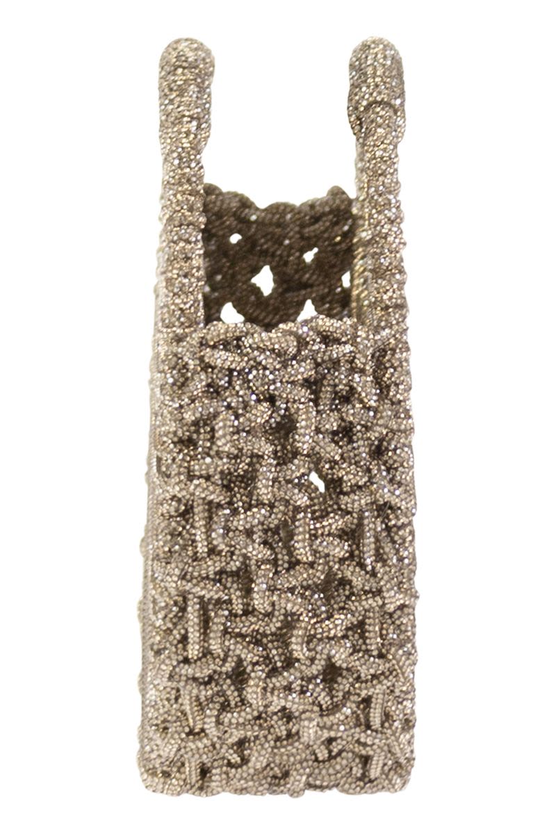 HIBOURAMA Mini Jewelled Handbag Studded with Crystals - 21 x 26 x 8 cm