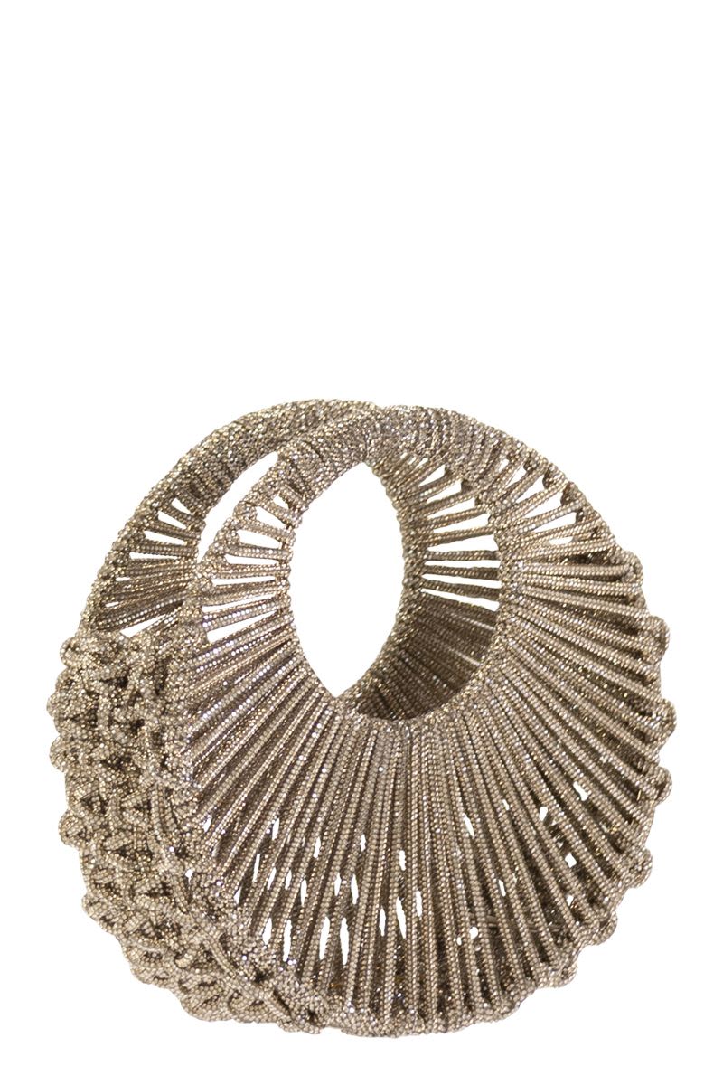 HIBOURAMA Mini Jewelled Handbag Studded with Crystals - 21 x 26 x 8 cm