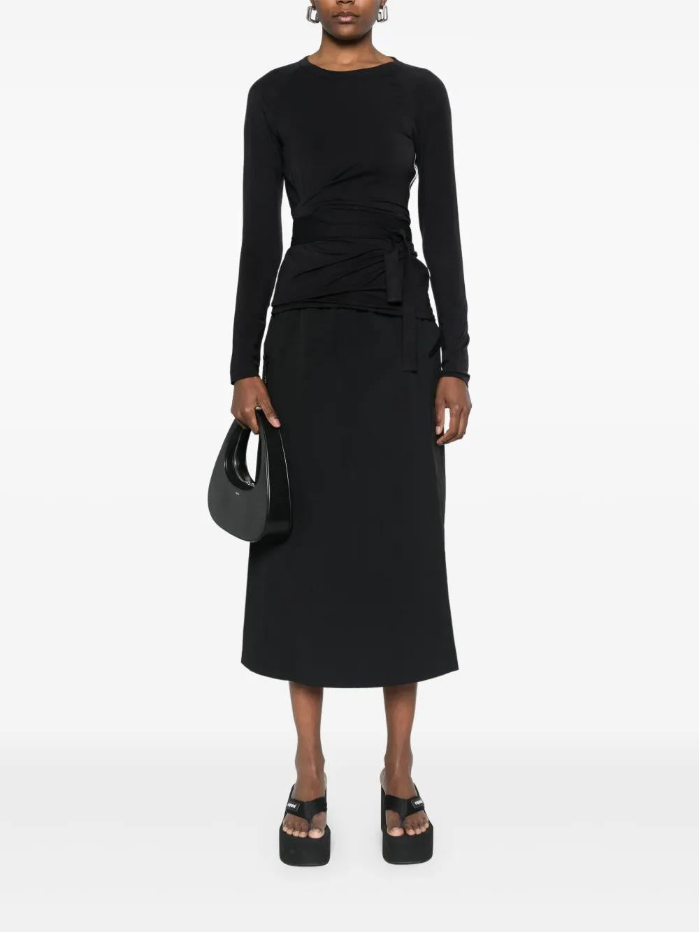 Y-3 Long-Sleeved Mini T-Shirt with Side Tie Fastening