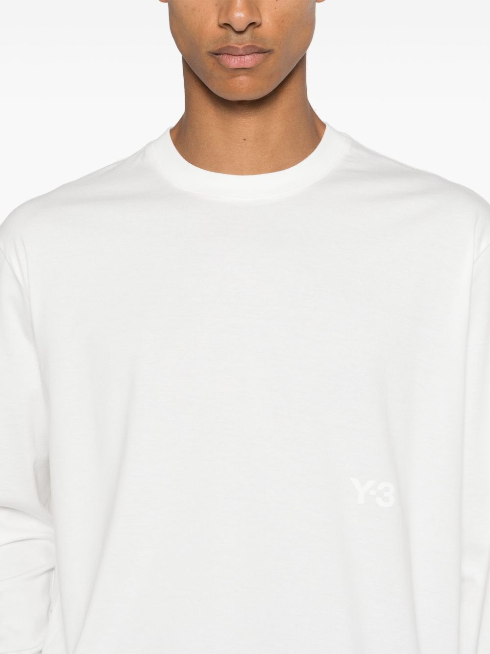 Y-3 Logo Cotton T-Shirt - Crew Neck, Long Sleeves, Unisex Sizing