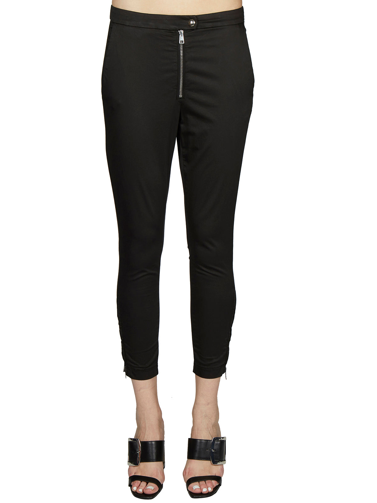 DONDUP Stretch Satin Trousers with Bottom Zip - Size 26