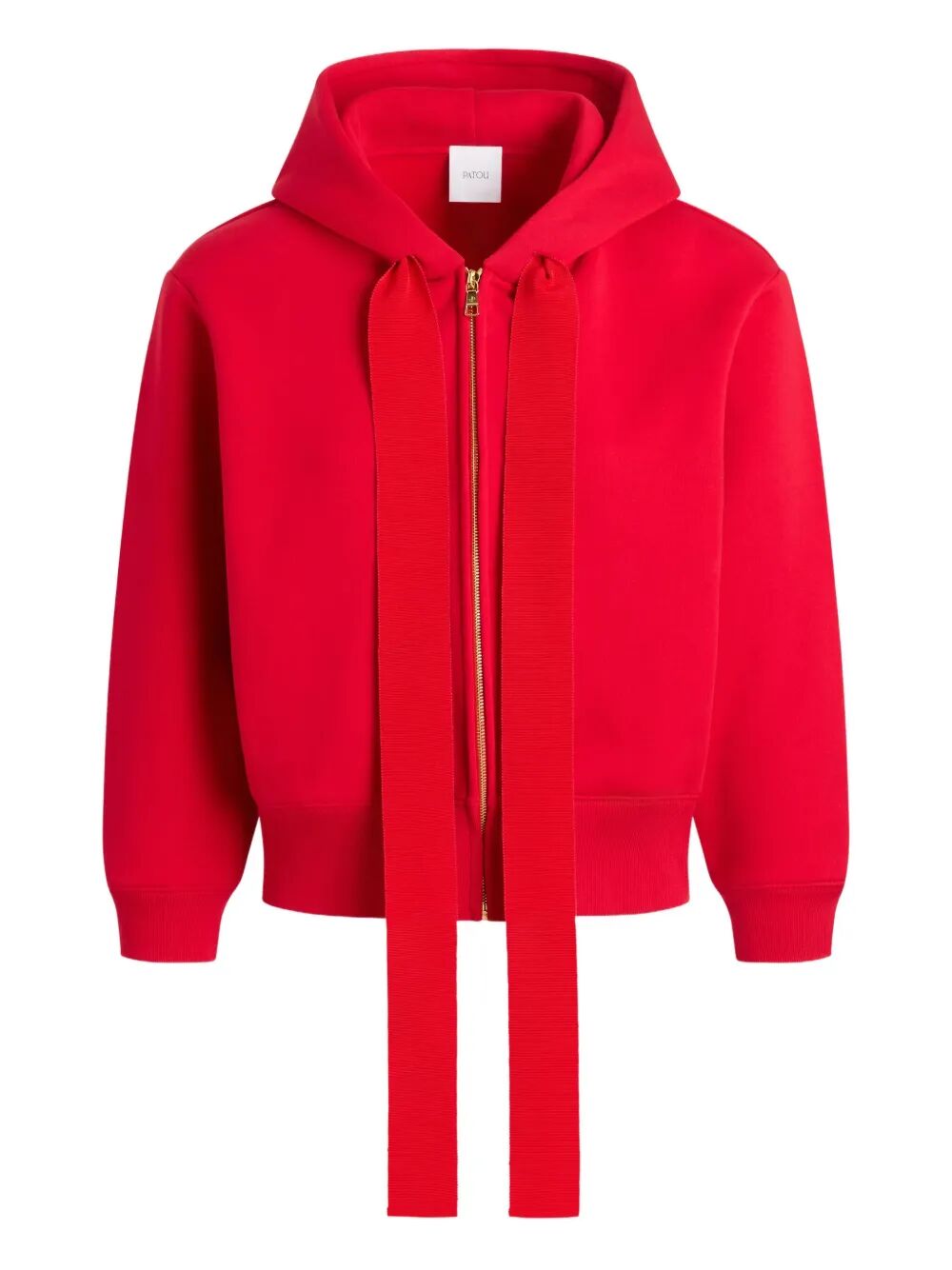PATOU Logo Monogram Zip-Up Hoodie in Organic Cotton Fleece