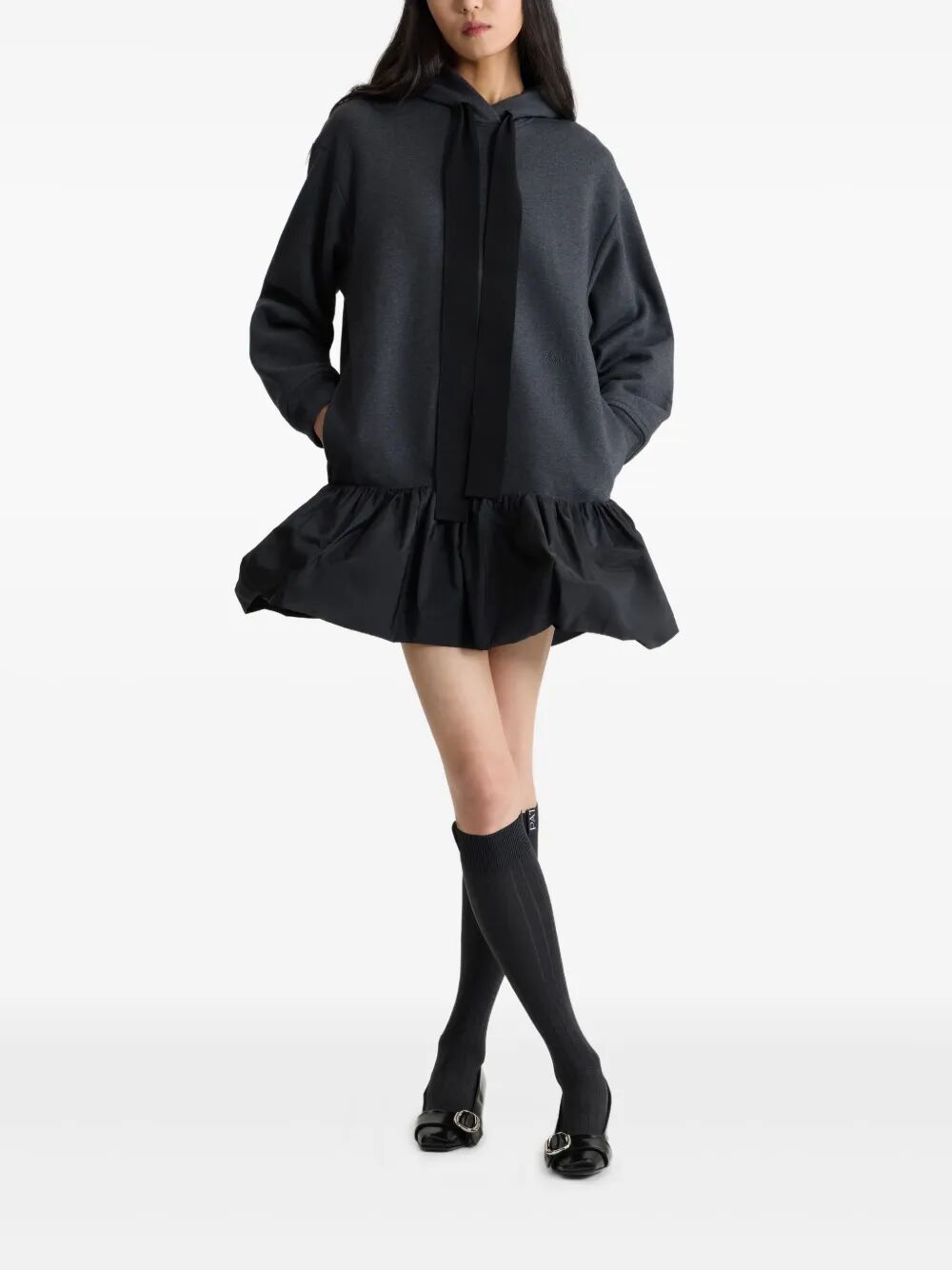 PATOU Ruffle Hem Hoodie Dress in Organic Cotton