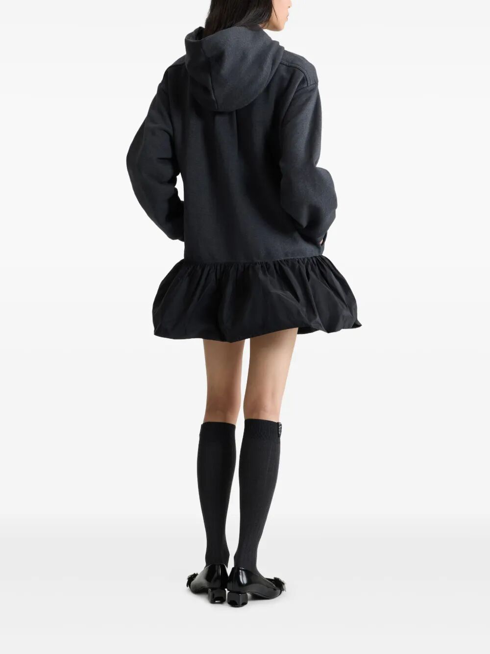 PATOU Ruffle Hem Hoodie Dress in Organic Cotton