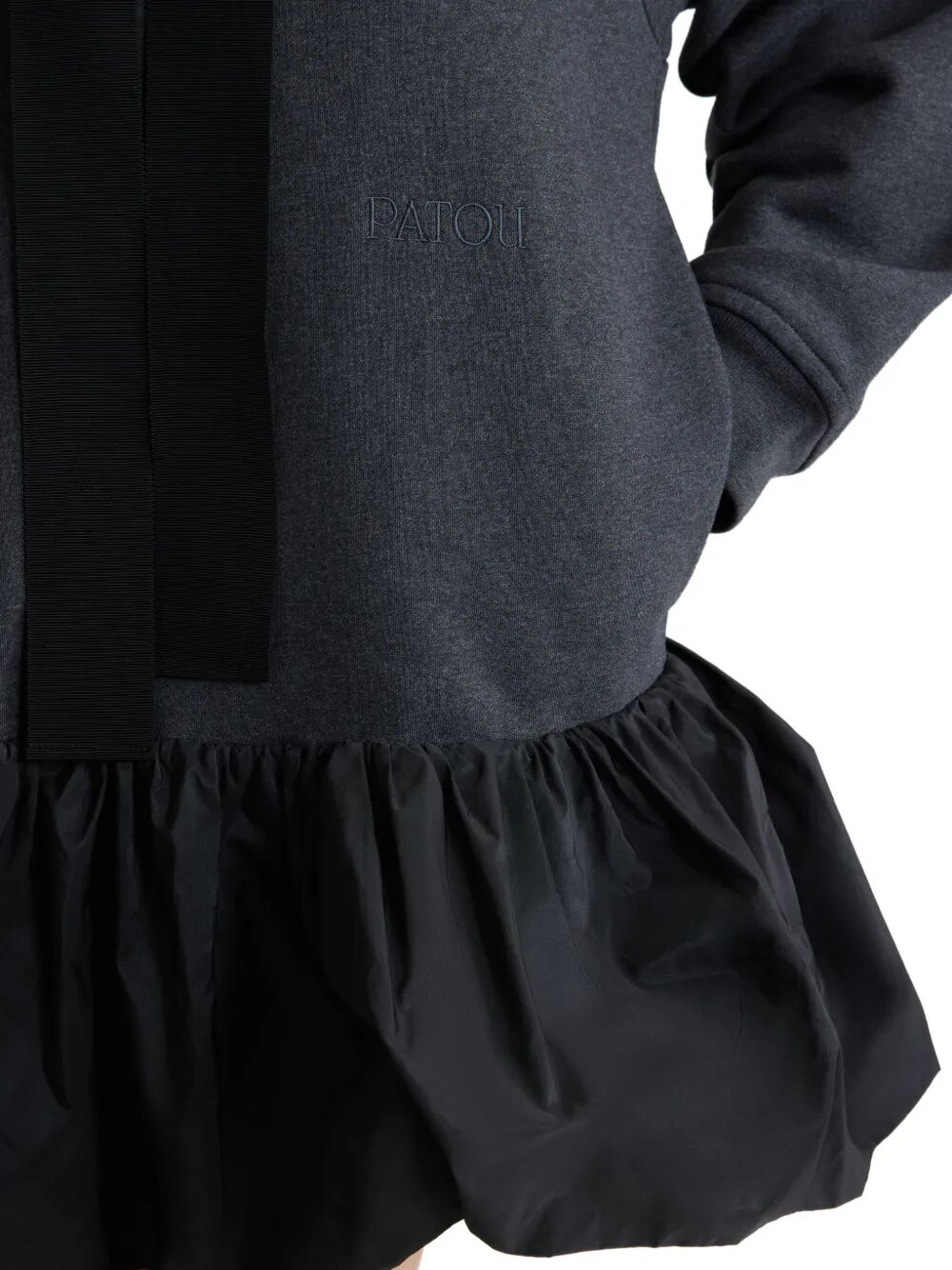 PATOU Ruffle Hem Hoodie Dress in Organic Cotton