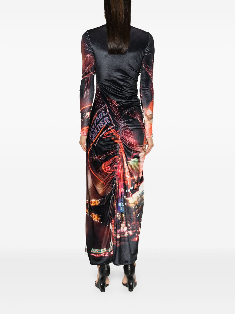 JEAN PAUL GAULTIER Gathered Design Velvet Mini Dress - Size 42 IT