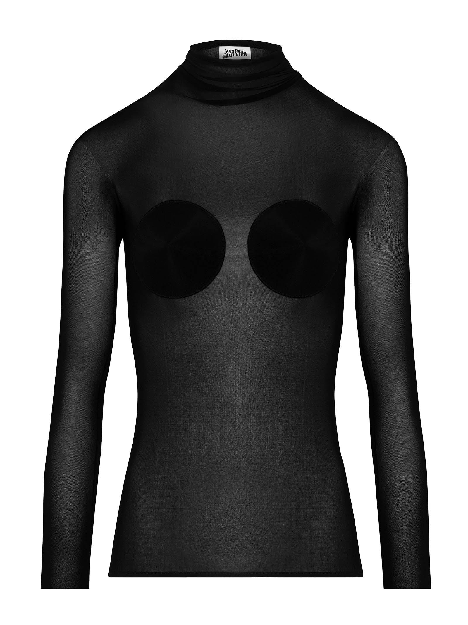 JEAN PAUL GAULTIER Semi-Sheer Long-Sleeve Top with Cut-Out Detail